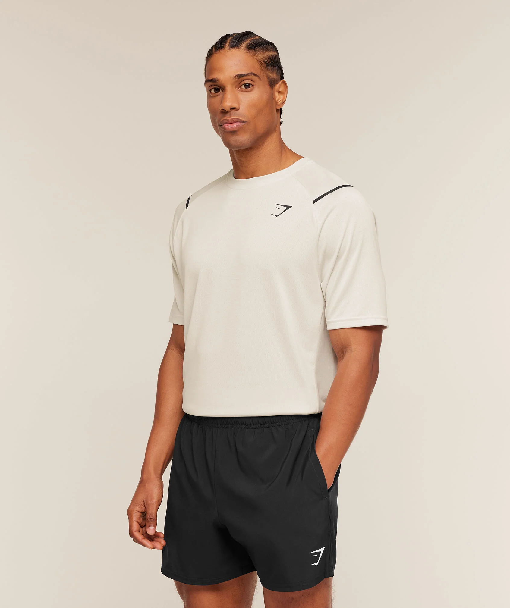 Gymshark Arrival Contrast T-Shirt - Tinted White/Pebble Grey - Image 3