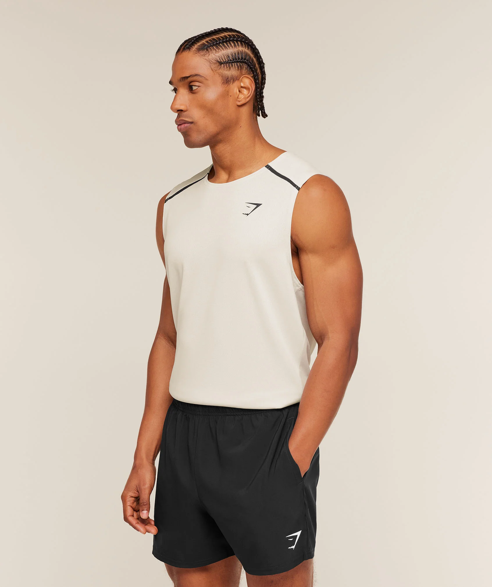 Gymshark Arrival Contrast Tank - Tinted White/Pebble Grey - Image 3