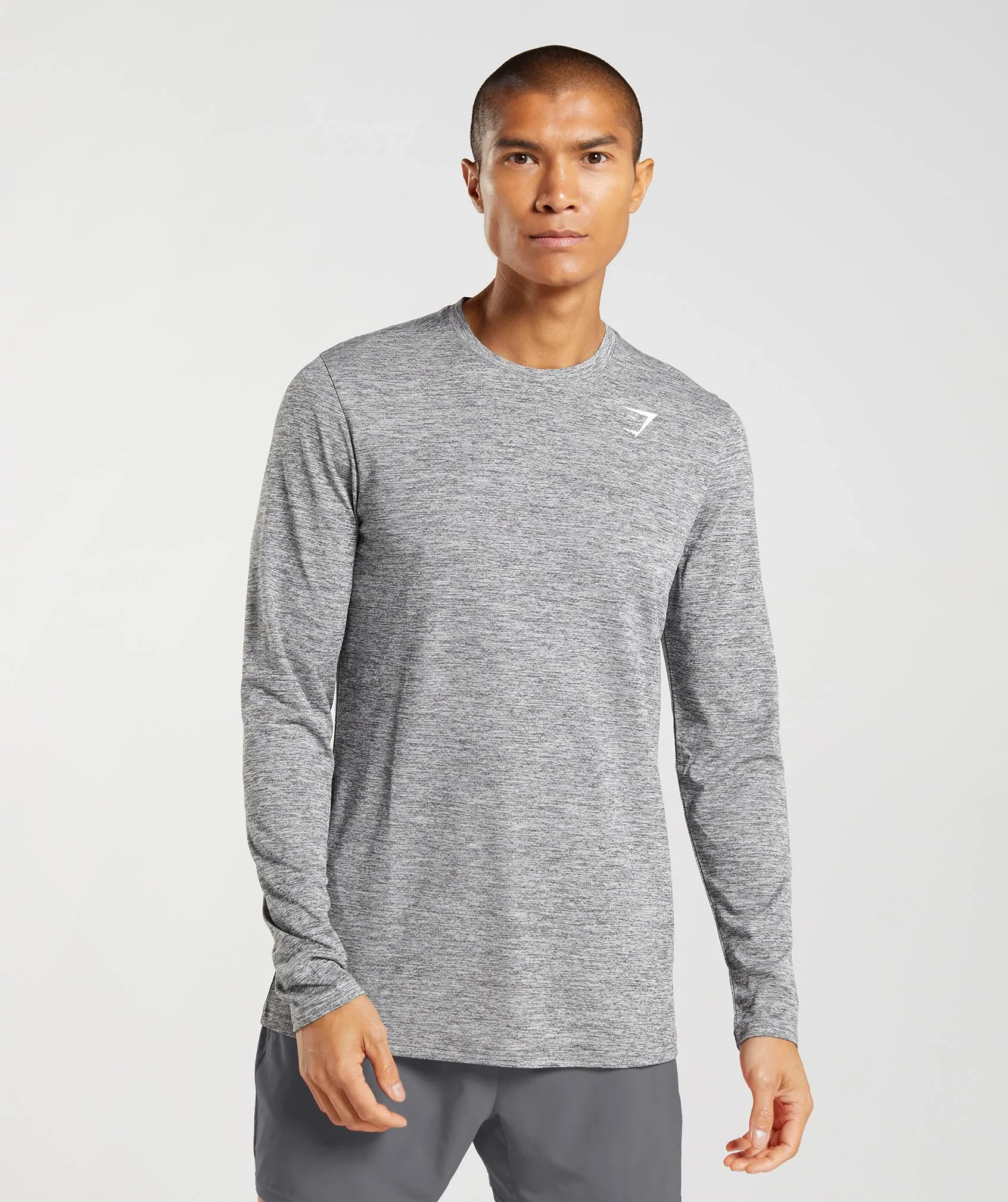 Gymshark Arrival Long Sleeve T-Shirt - Silhouette Grey/Light Grey Marl
