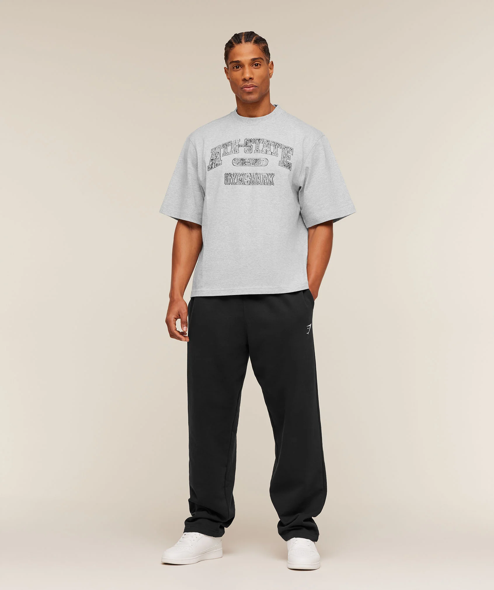 Gymshark Ath-State Graphic T-Shirt - Light Grey Core Marl - Image 4