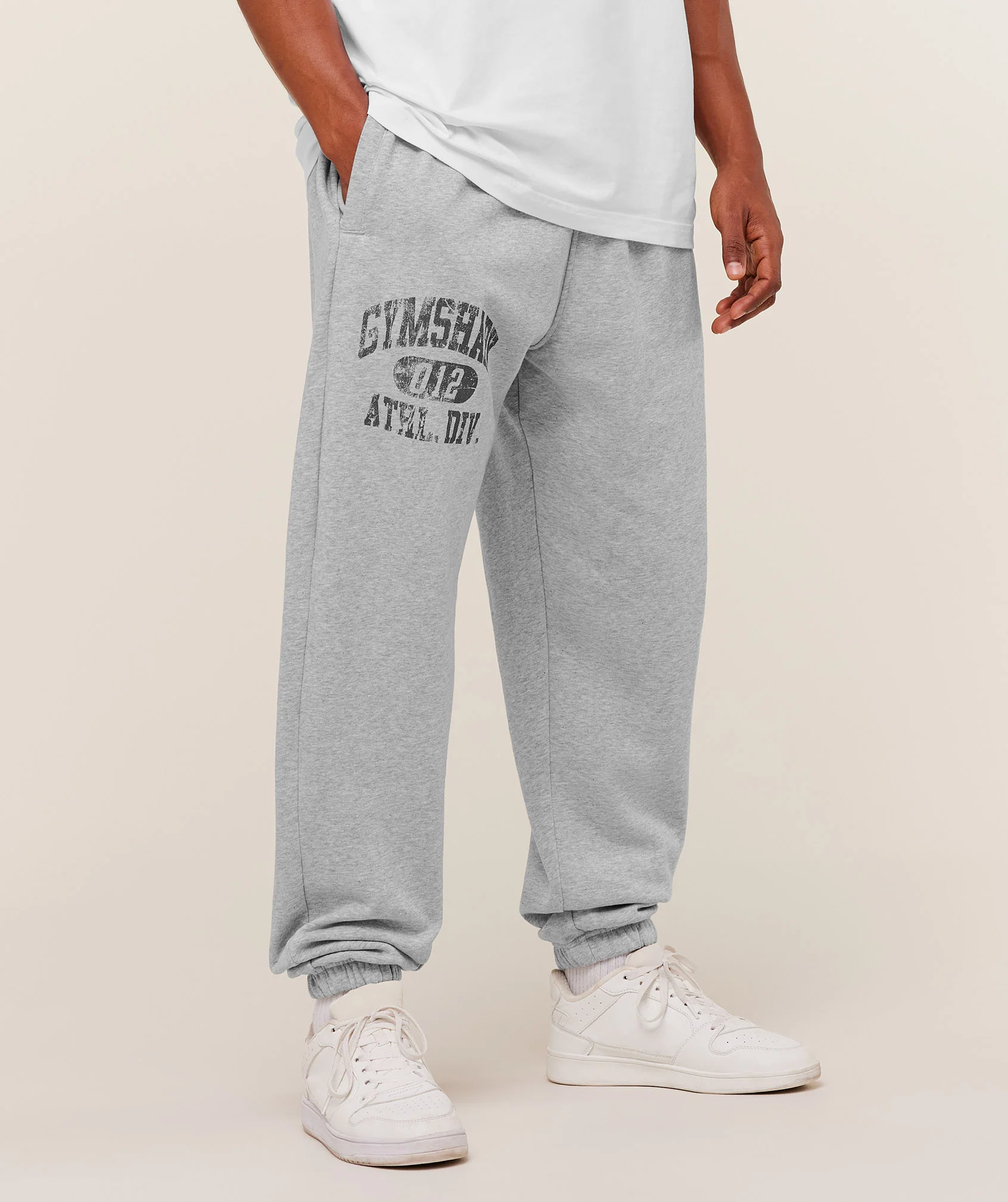 Gymshark Athletic Division Graphic Joggers - Light Grey Core Marl - Image 3