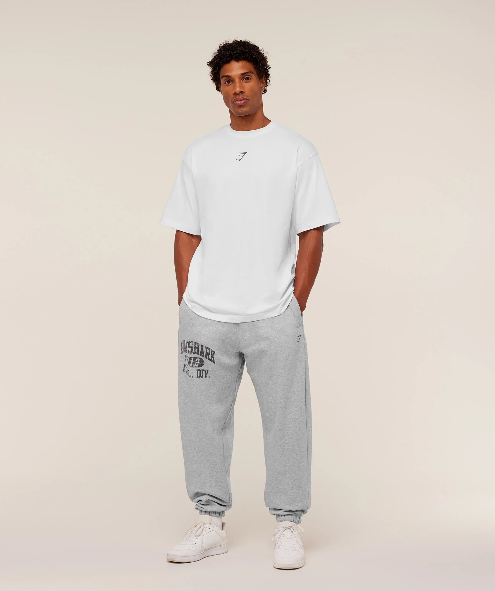 Gymshark Athletic Division Graphic Joggers - Light Grey Core Marl - Image 4