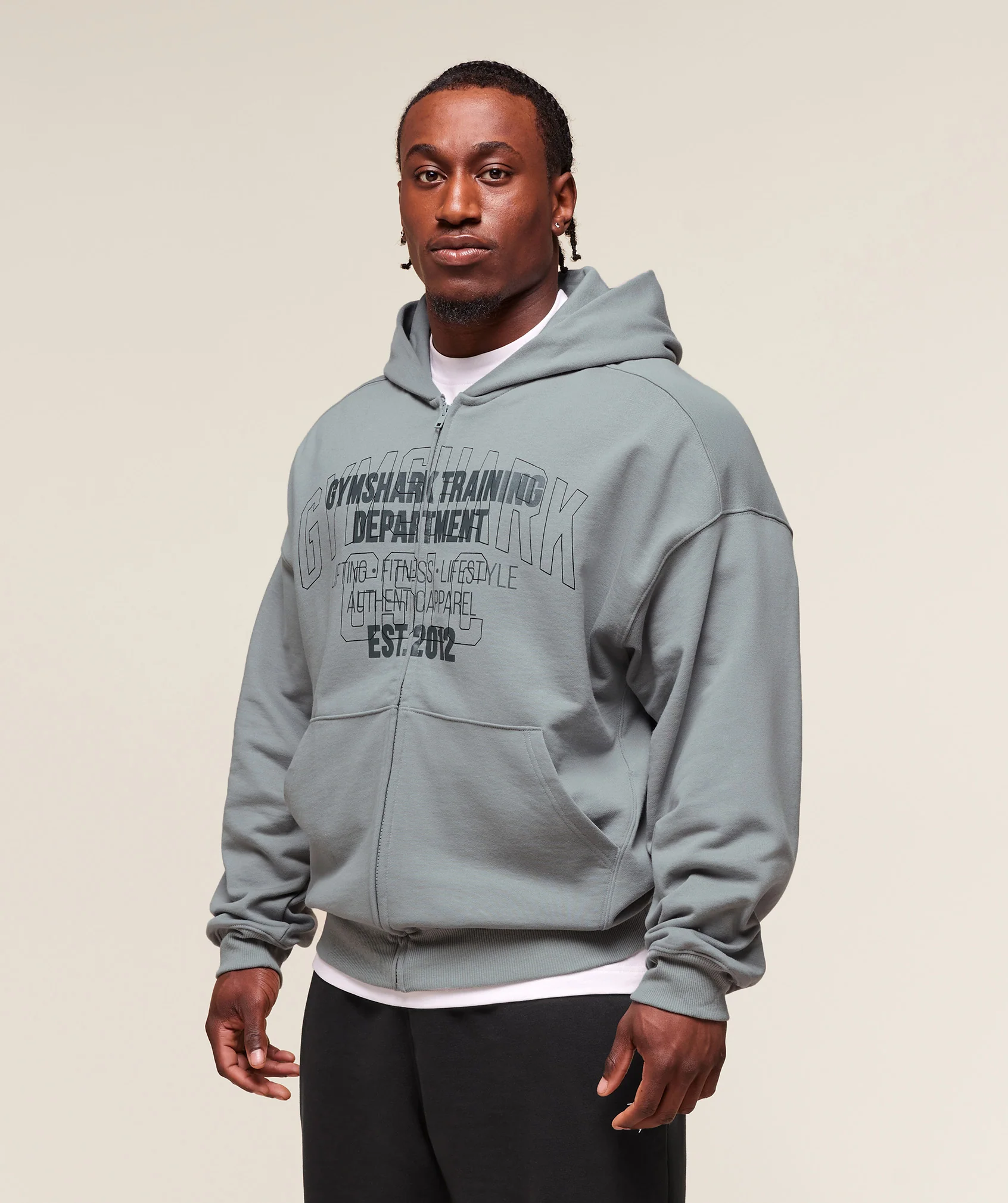 Gymshark Authentic Apparel Zip Up Hoodie - Smokey Grey - Image 3