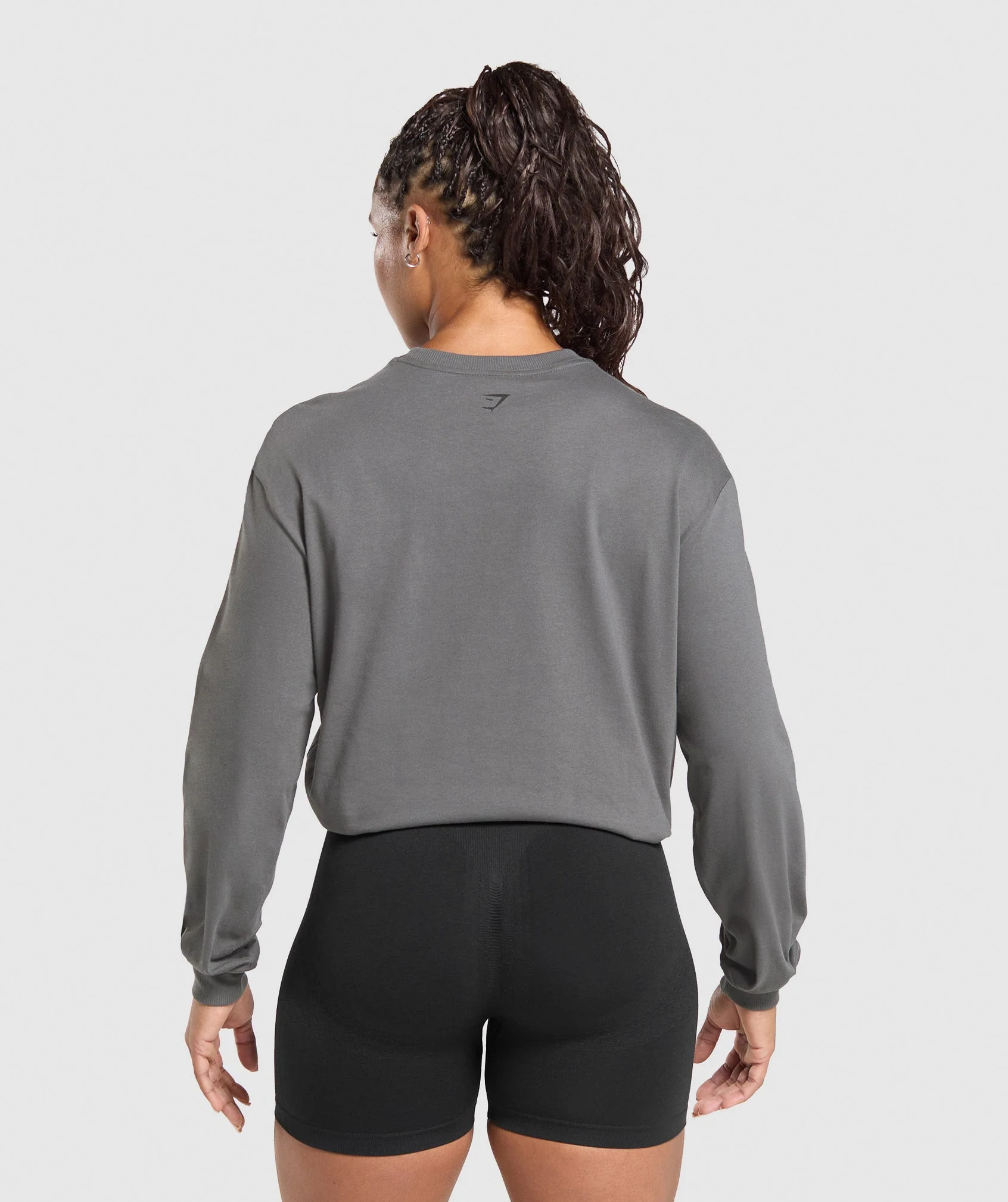 Gymshark Back Gains Graphic Long Sleeve Top - Graphite Grey - Image 2