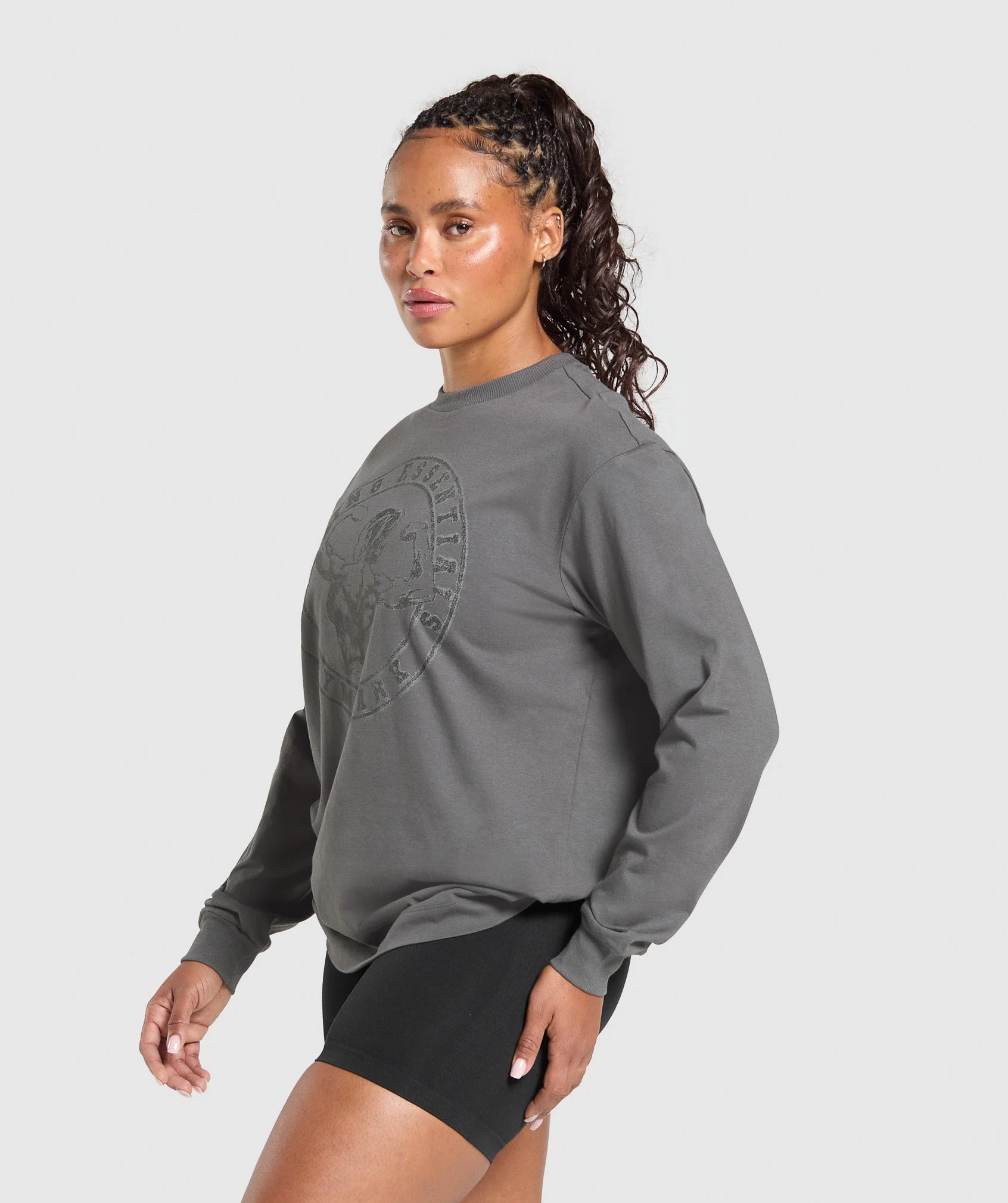 Gymshark Back Gains Graphic Long Sleeve Top - Graphite Grey - Image 3