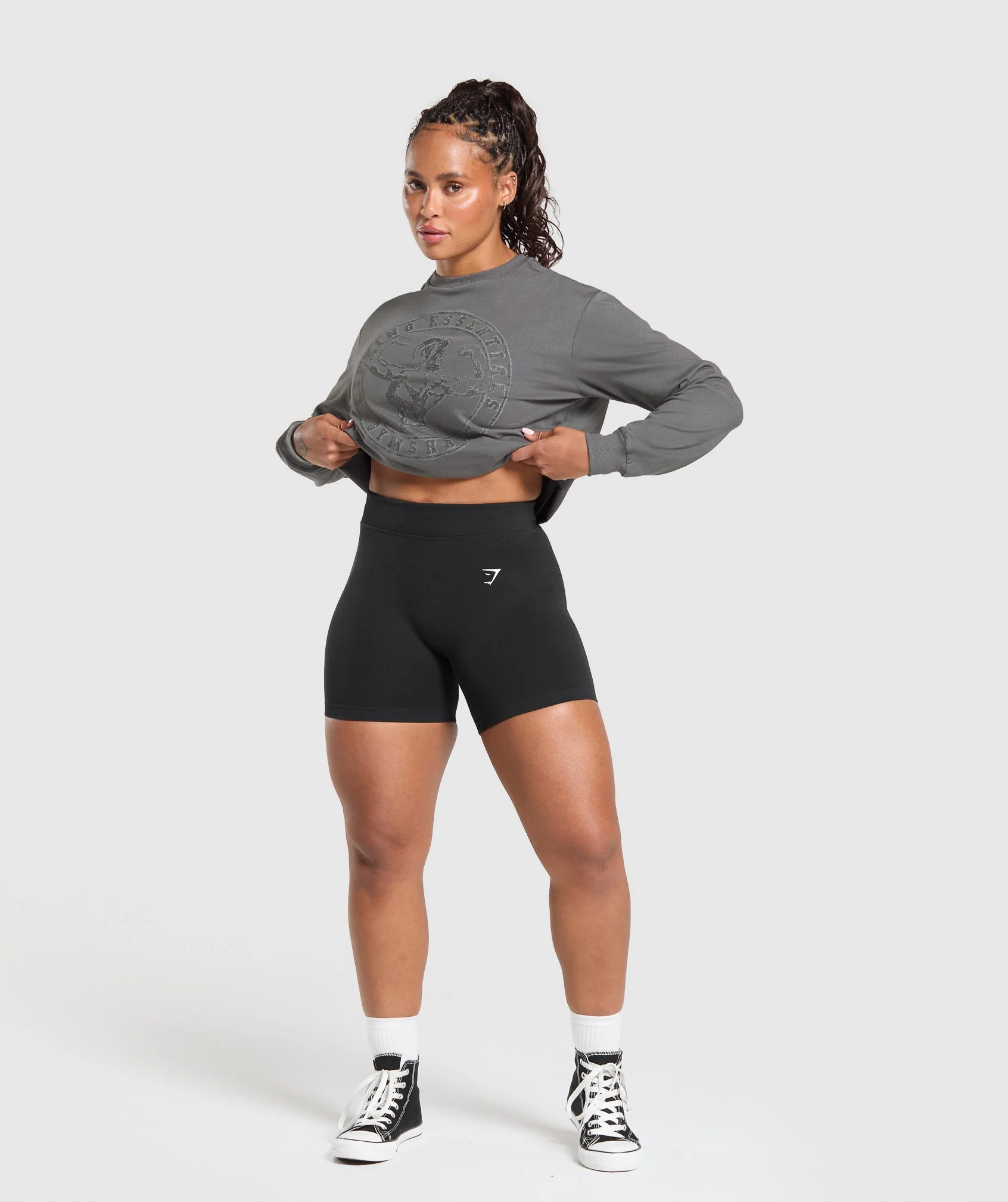 Gymshark Back Gains Graphic Long Sleeve Top - Graphite Grey - Image 6