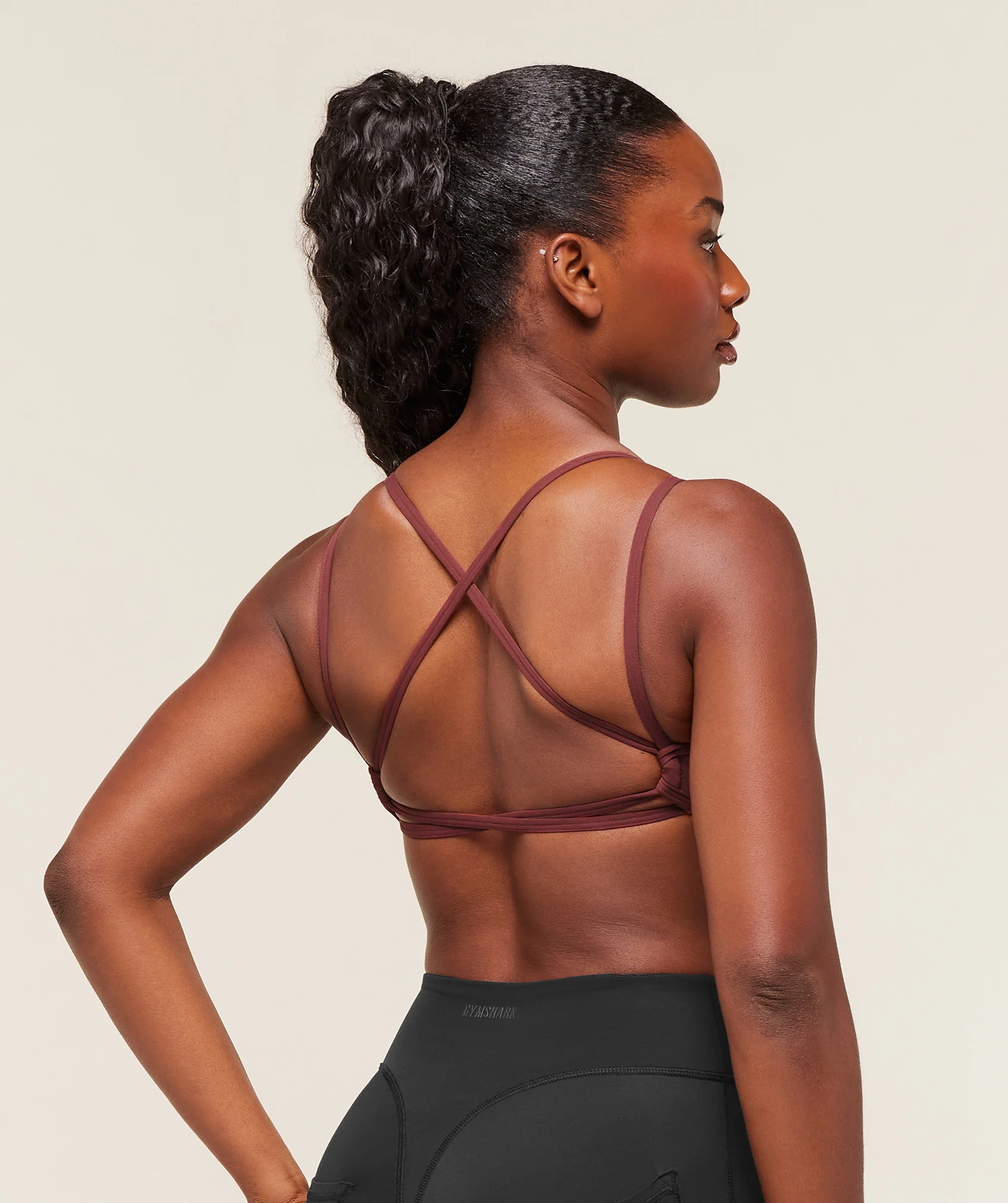 Gymshark Back Gains Sports Bra - Burgundy Brown - Image 2