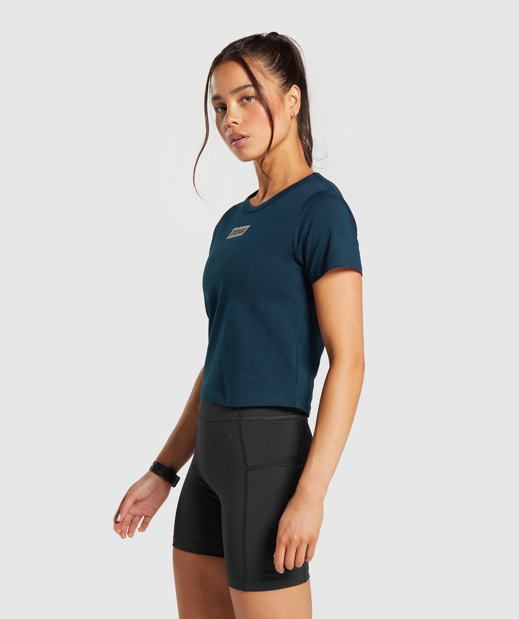 Gymshark Block Crop Top - Navy - Image 3