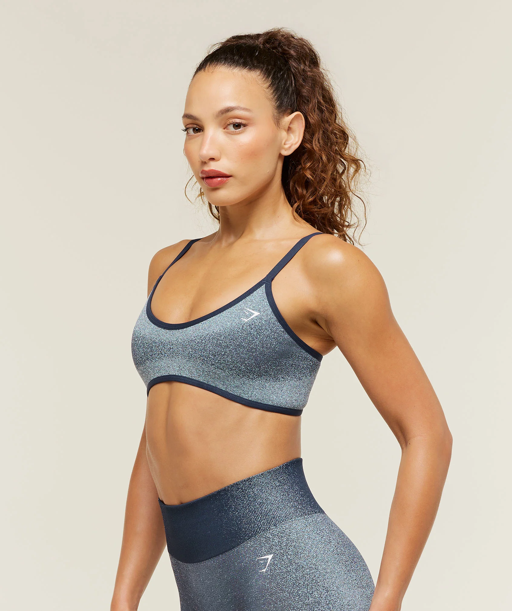 Gymshark Blush Seamless Light Support Sports Bra - Heavy Blue/Chilled Blue - Image 3