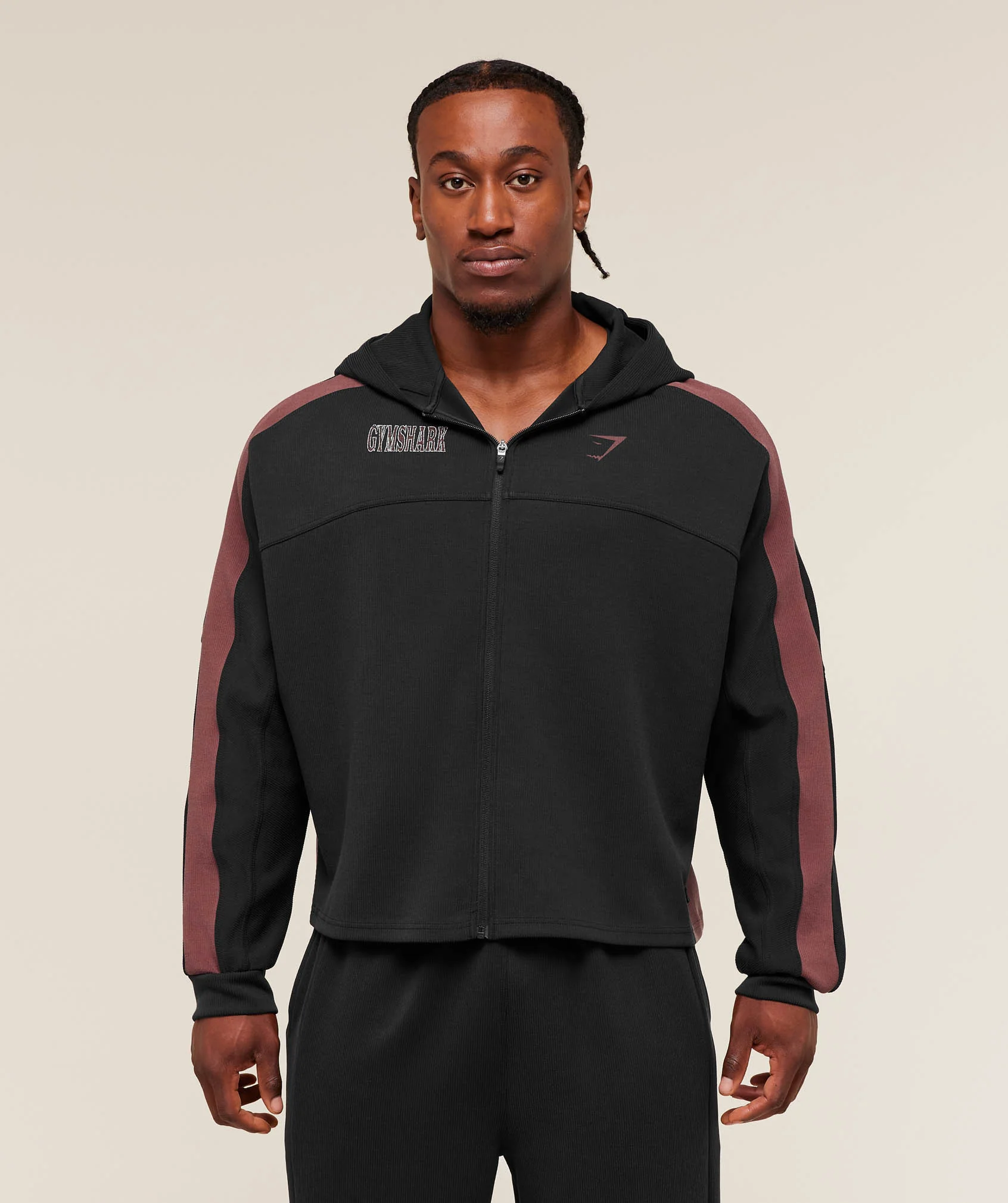 Gymshark Bodybuilding Zip Up Hoodie - GS Black/GS Burgundy Brown - Image 2
