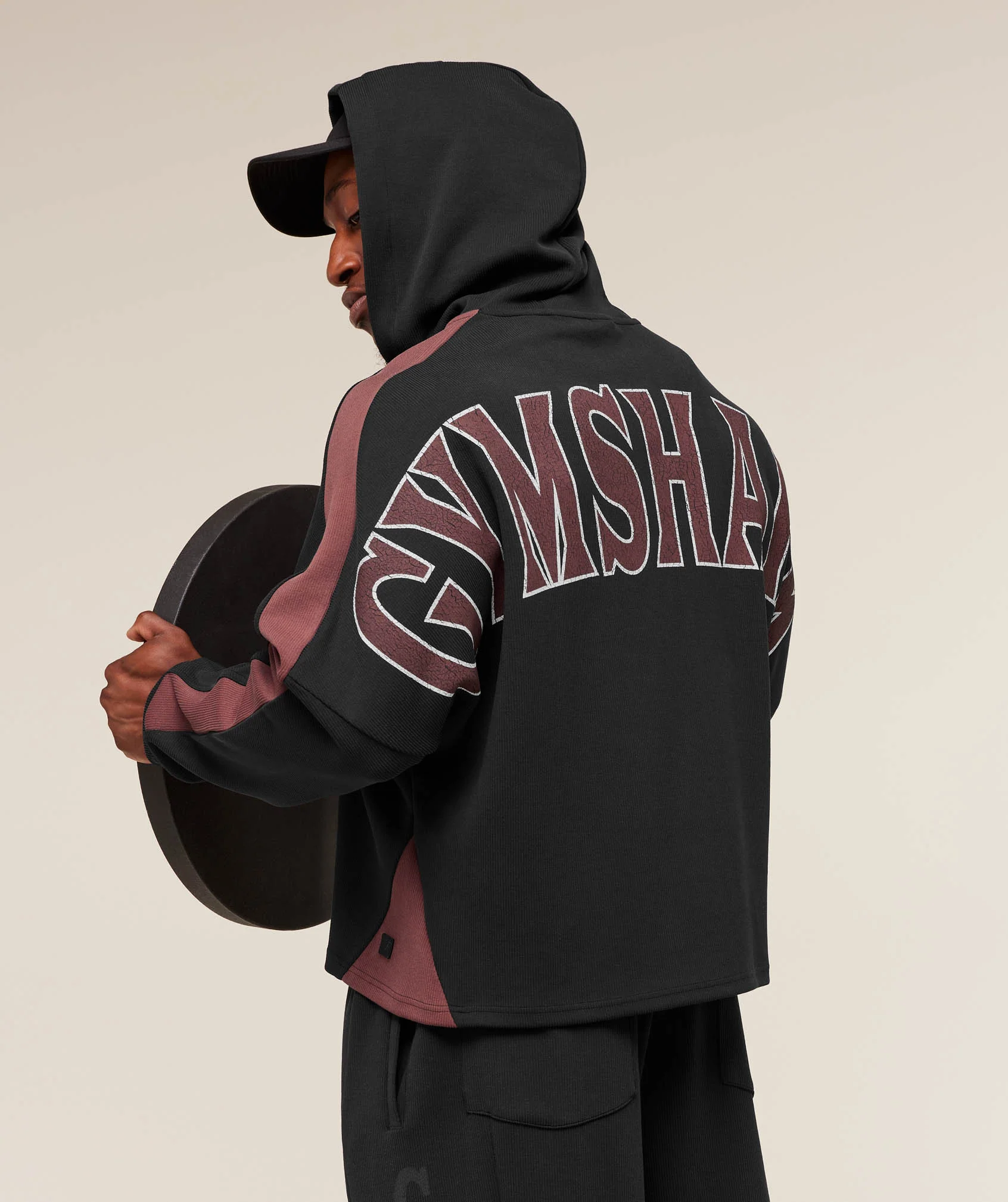 Gymshark Bodybuilding Zip Up Hoodie - GS Black/GS Burgundy Brown - Image 4