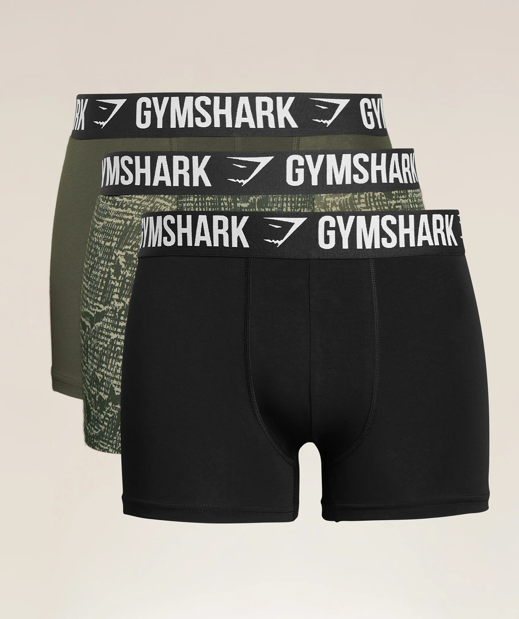 Gymshark Boxer Brief 3PK - Black/Strength Green/Chalk Green