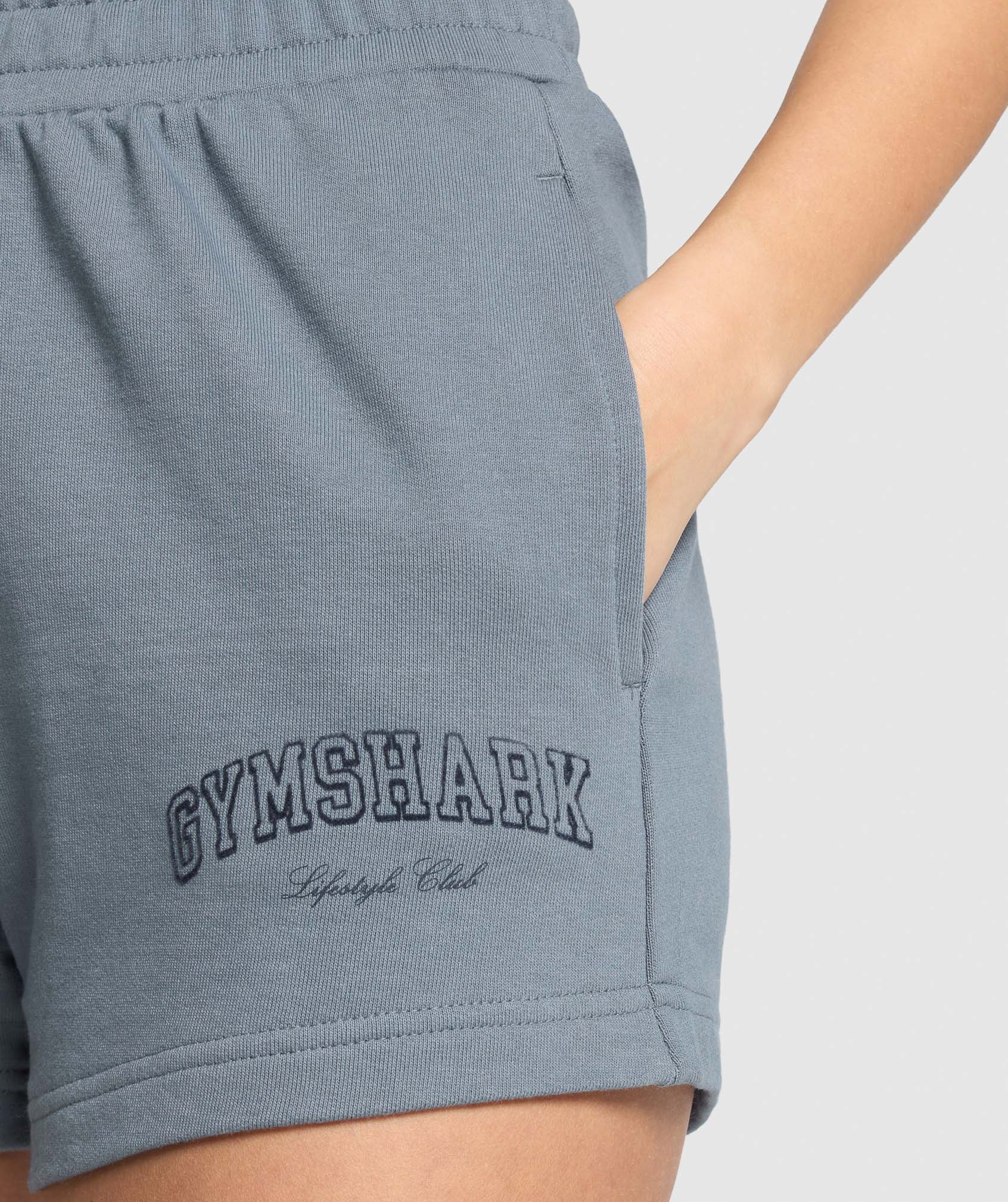Gymshark Campus Classics Graphic Sweat Shorts - Iron Blue - Image 5
