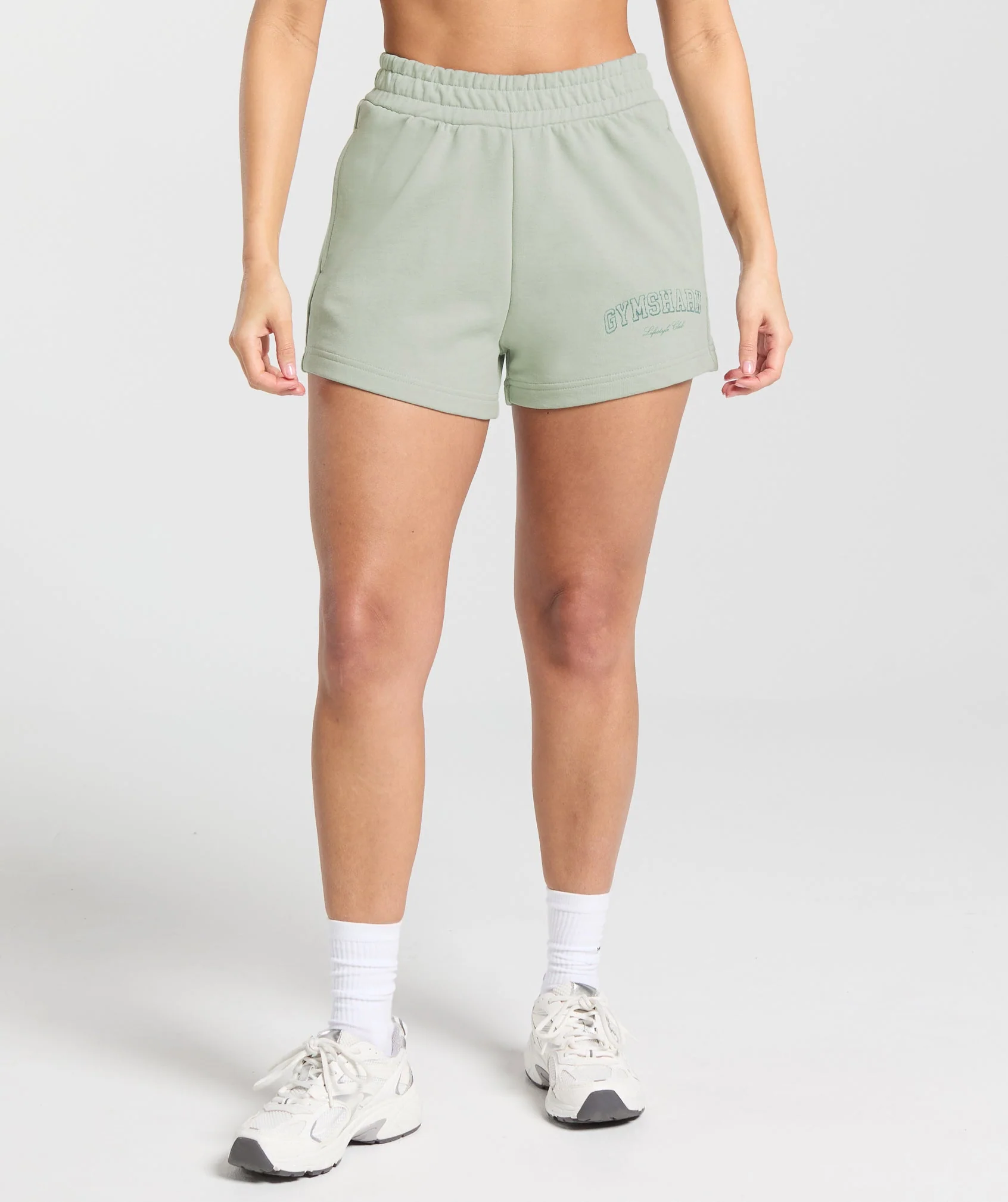 Gymshark Campus Classics Graphic Sweat Shorts - Stone Grey