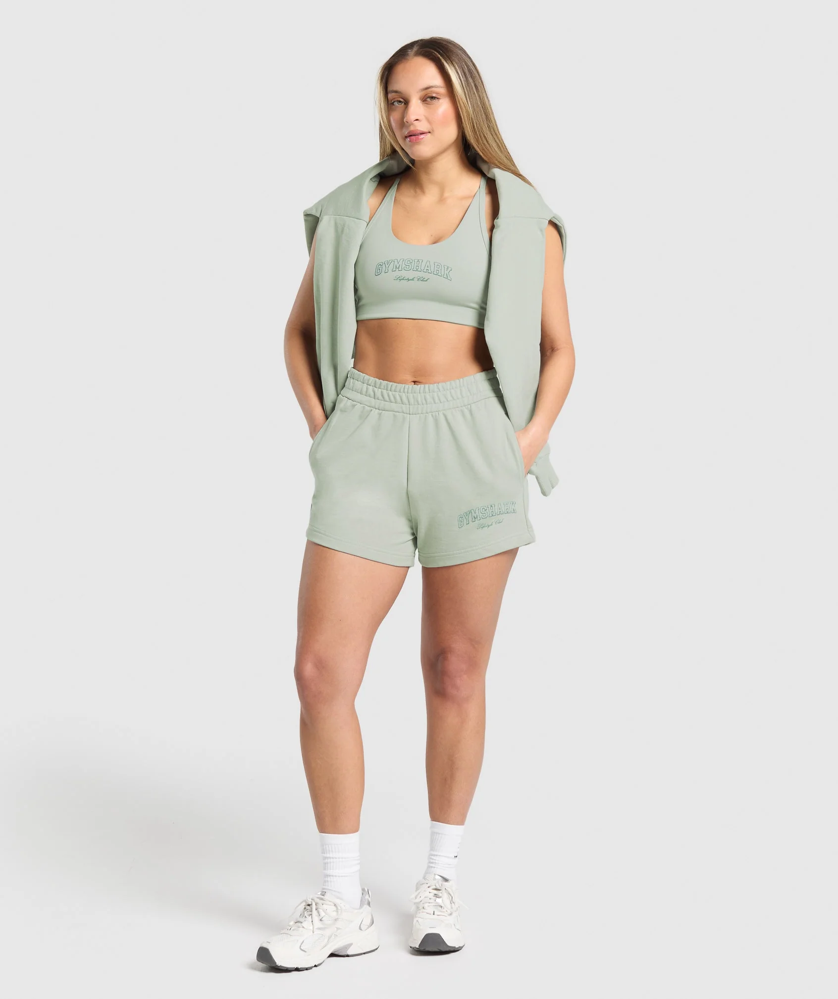 Gymshark Campus Classics Graphic Sweat Shorts - Stone Grey - Image 4