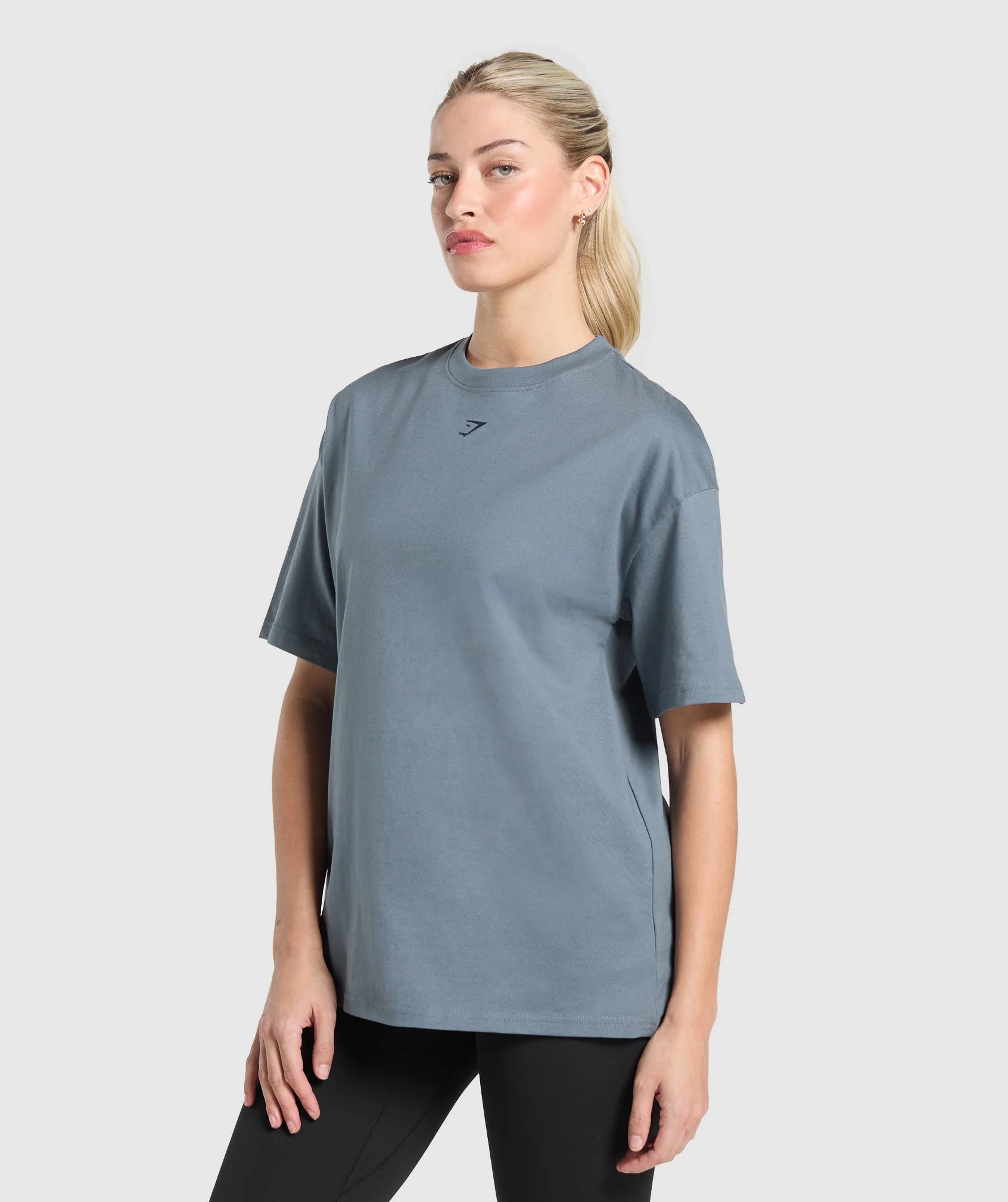 Gymshark Collegiate Oversized T-Shirt - Iron Blue - Image 3