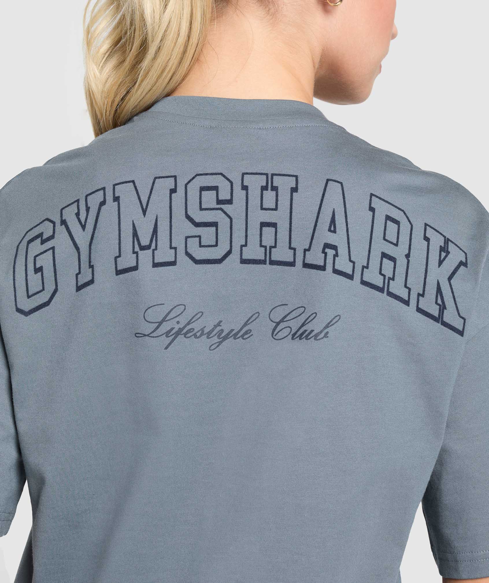 Gymshark Collegiate Oversized T-Shirt - Iron Blue - Image 6