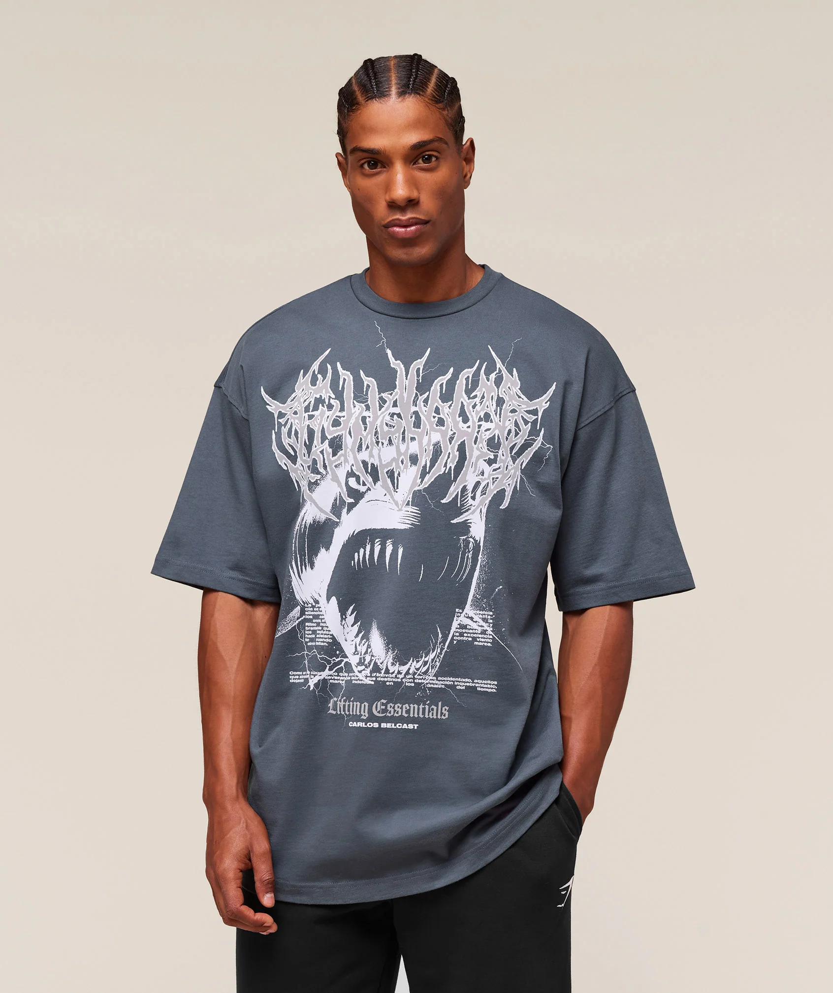 Gymshark Carlos Belcast x Rest Day Essential T-Shirt - Titanium Blue