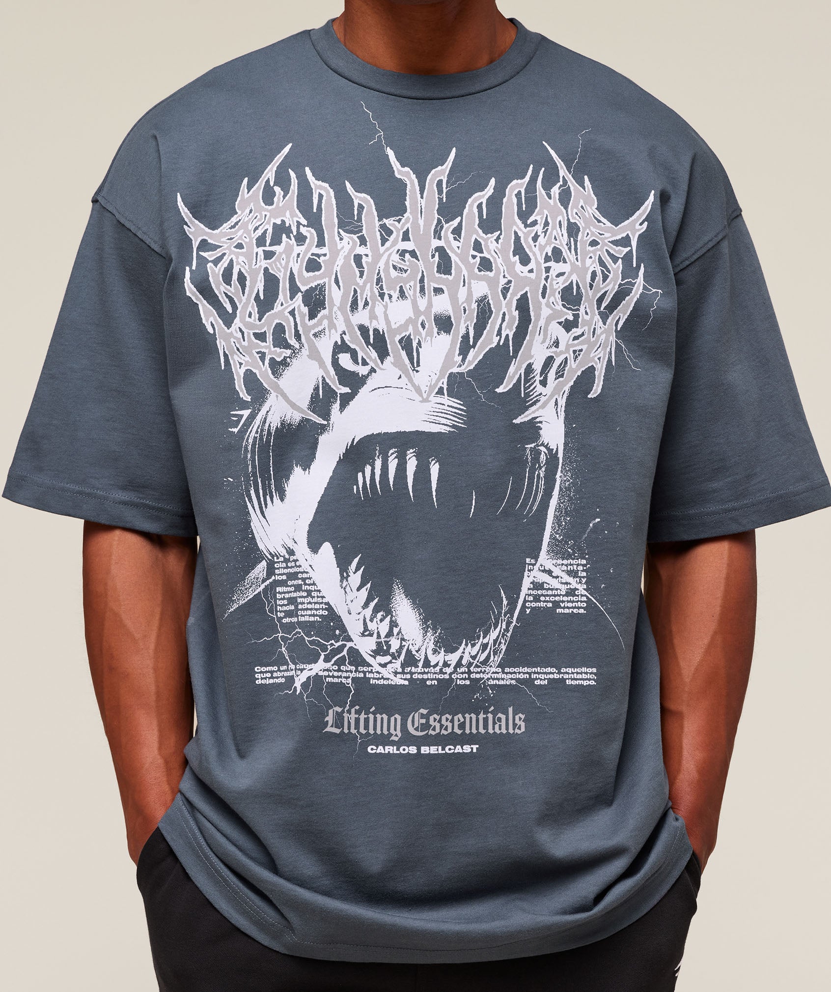 Gymshark Carlos Belcast x Rest Day Essential T-Shirt - Titanium Blue - Image 5