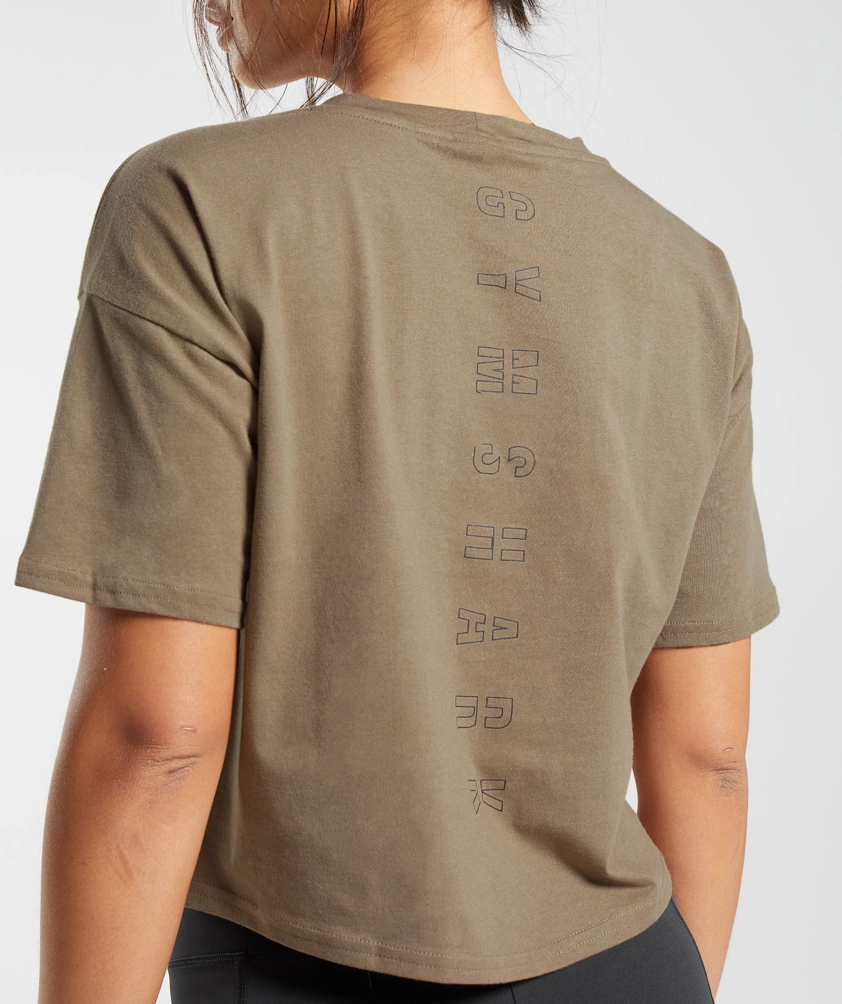 Gymshark Central Graphic Midi Tee - Fossil Brown - Image 3
