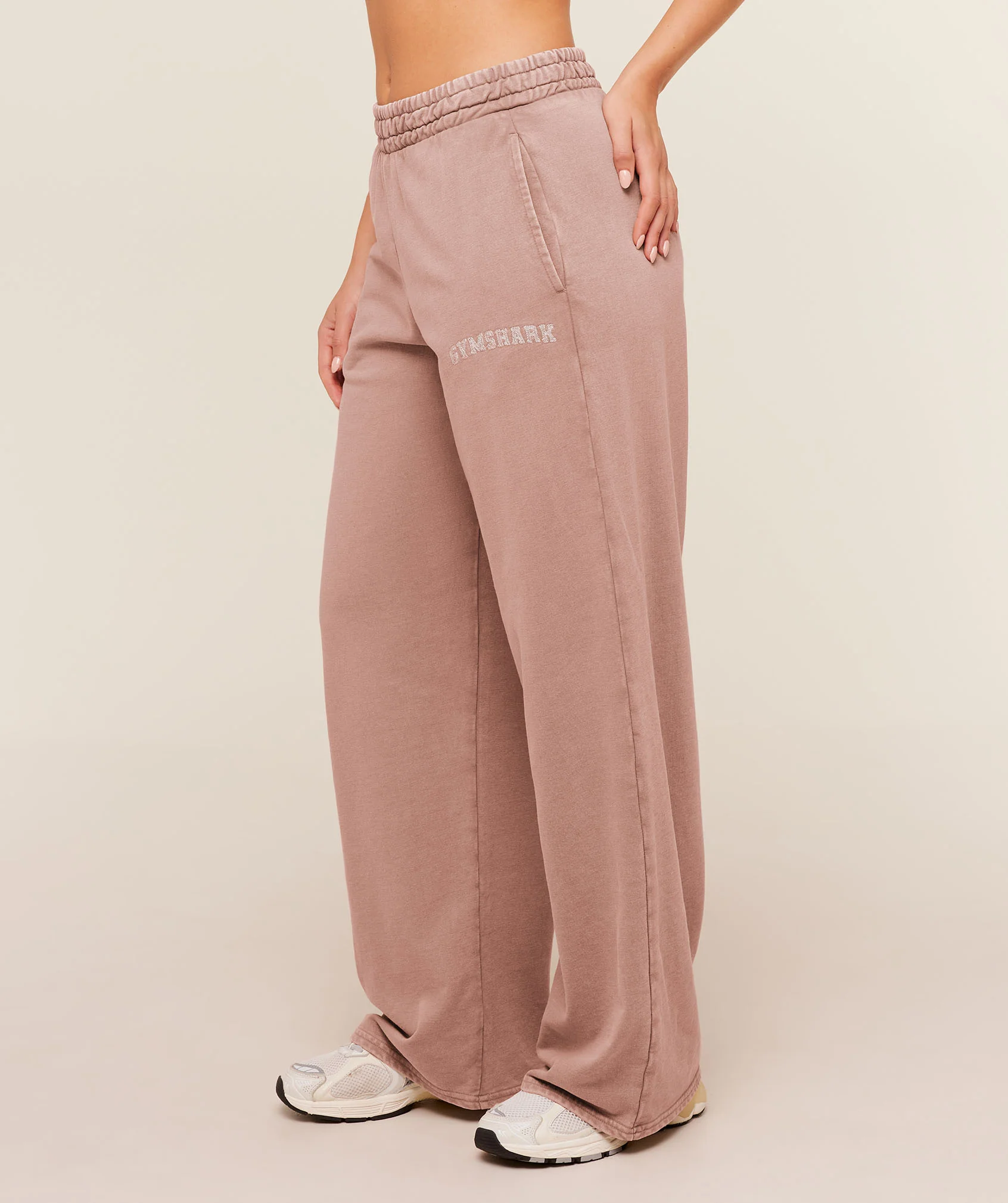 Gymshark Chainstitch Graphic Wide Leg Joggers - Chestnut Pink/Wash - Image 3