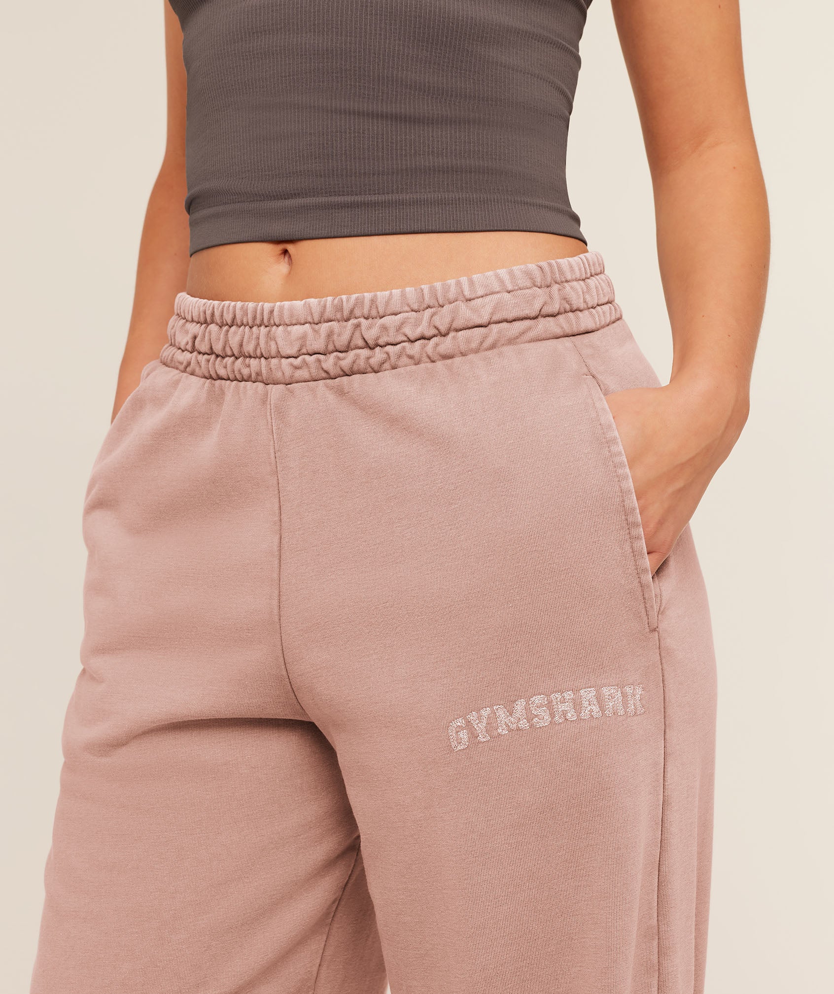 Gymshark Chainstitch Graphic Wide Leg Joggers - Chestnut Pink/Wash - Image 5
