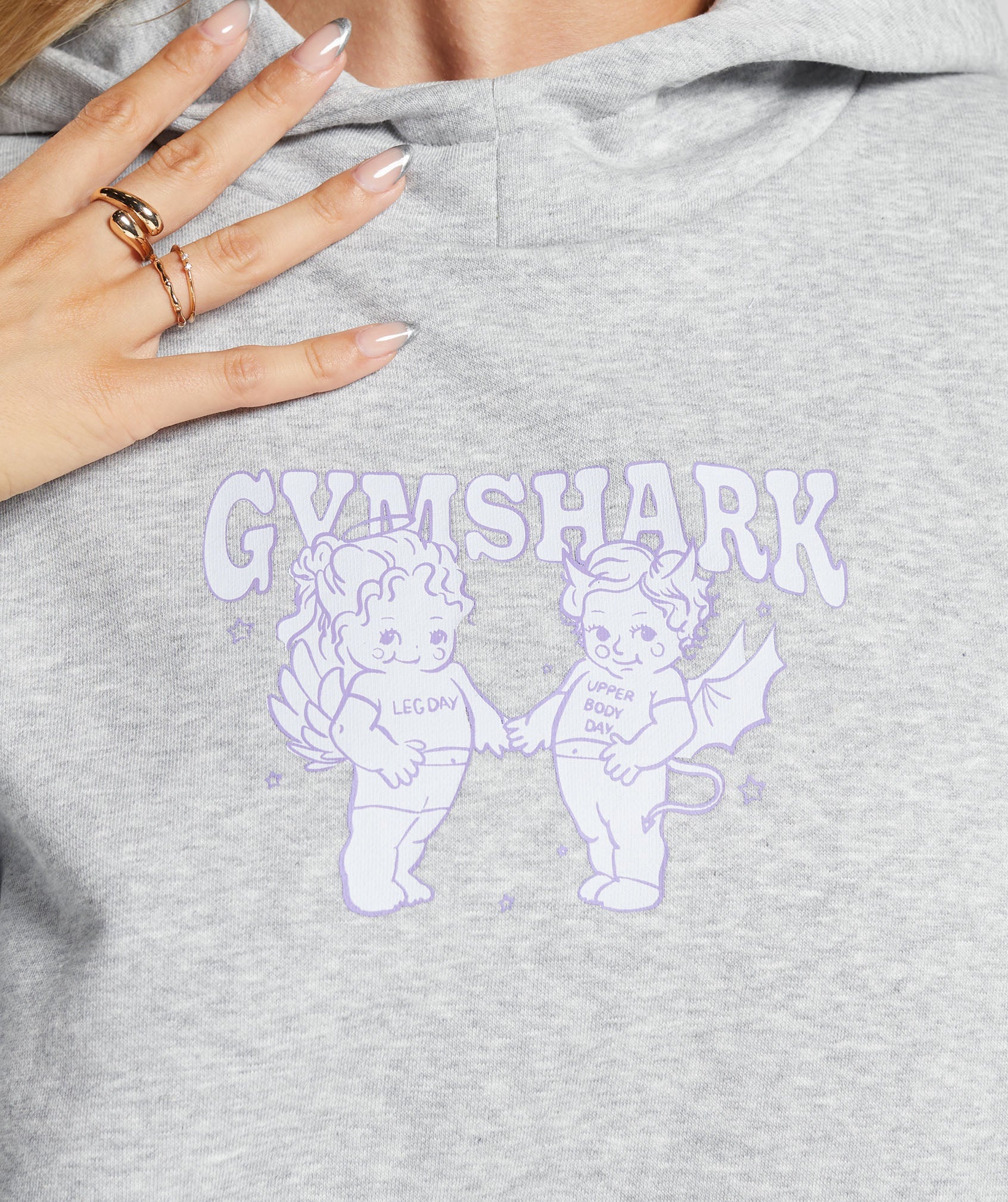 Gymshark Cherub Graphic Hoodie - Light Grey Core Marl - Image 5