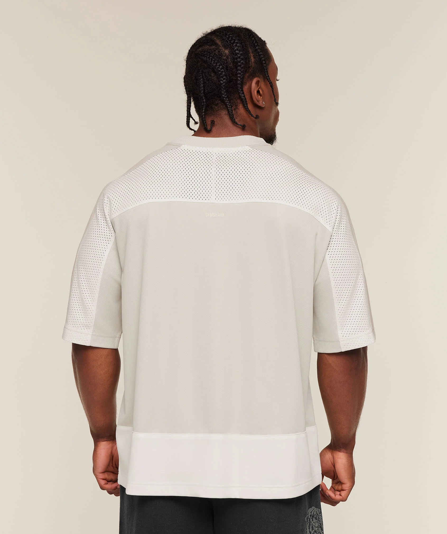 Gymshark Collective Mesh Wordmark Jersey - Tinted White/Soft White/Pebble Grey - Image 2