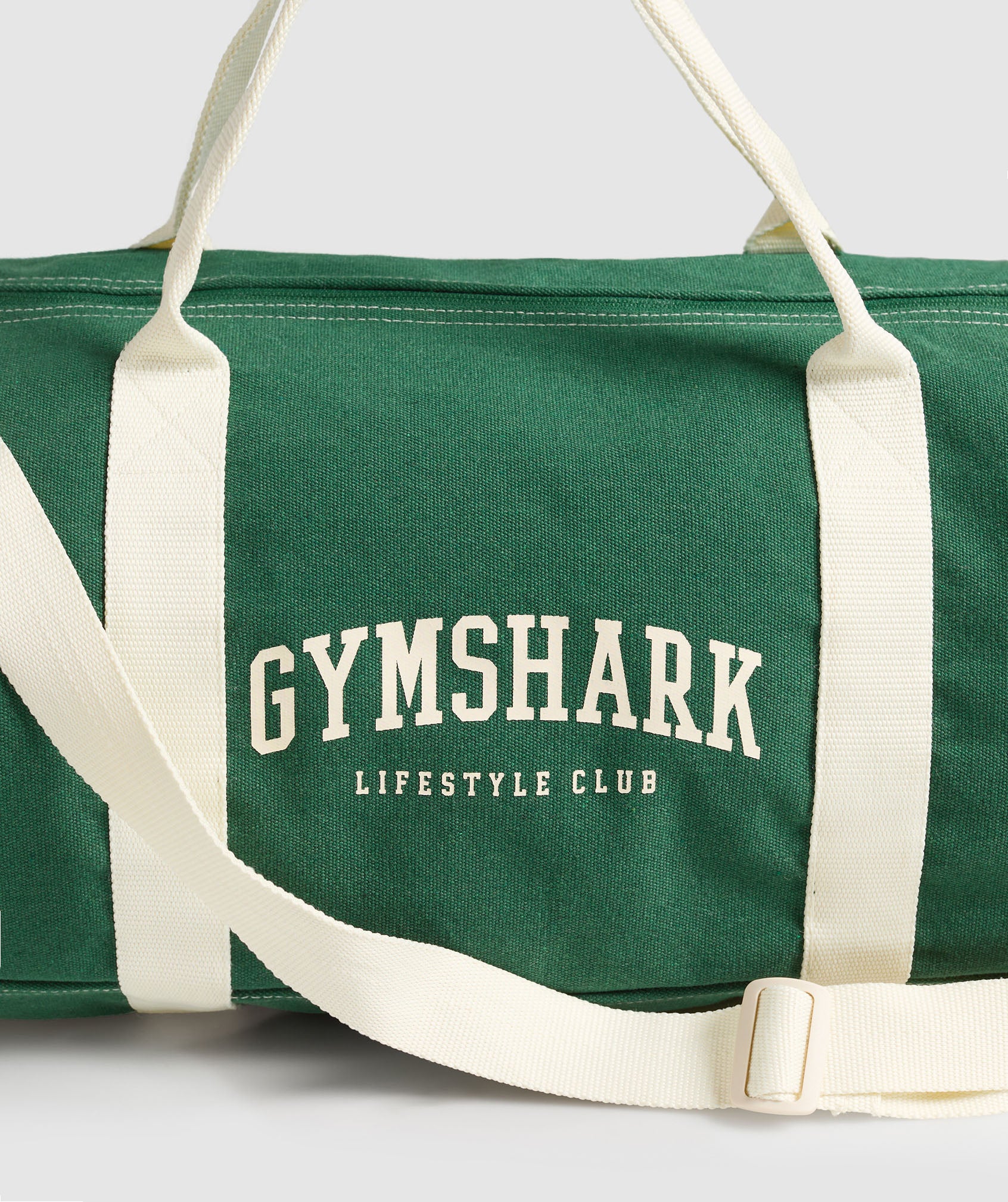 Gymshark Collegiate Canvas Duffle - Classic Green/Oat White - Image 3