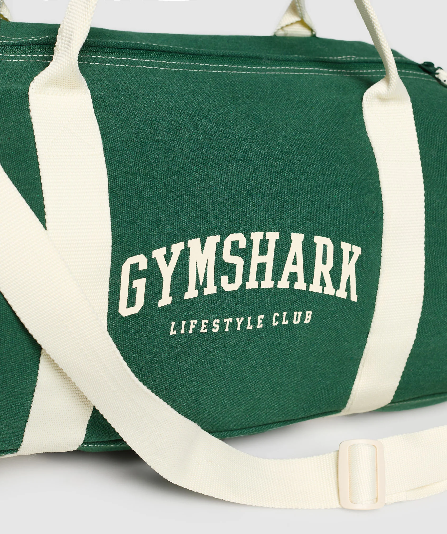 Gymshark Collegiate Canvas Duffle - Classic Green/Oat White - Image 5