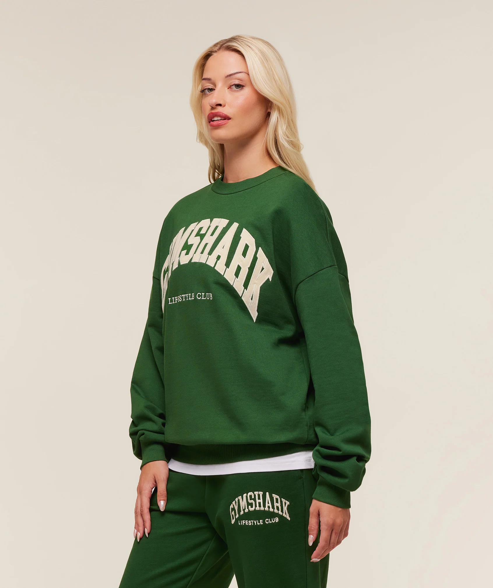 Gymshark Collegiate Graphic Crew Neck Pullover - Athletic Green - Image 3