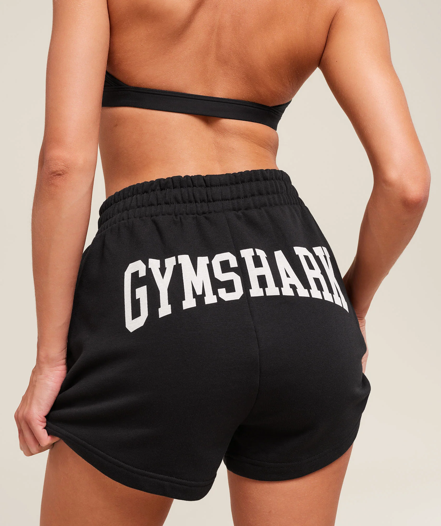 Gymshark Collegiate Graphic Fleece Shorts - Black - Image 4