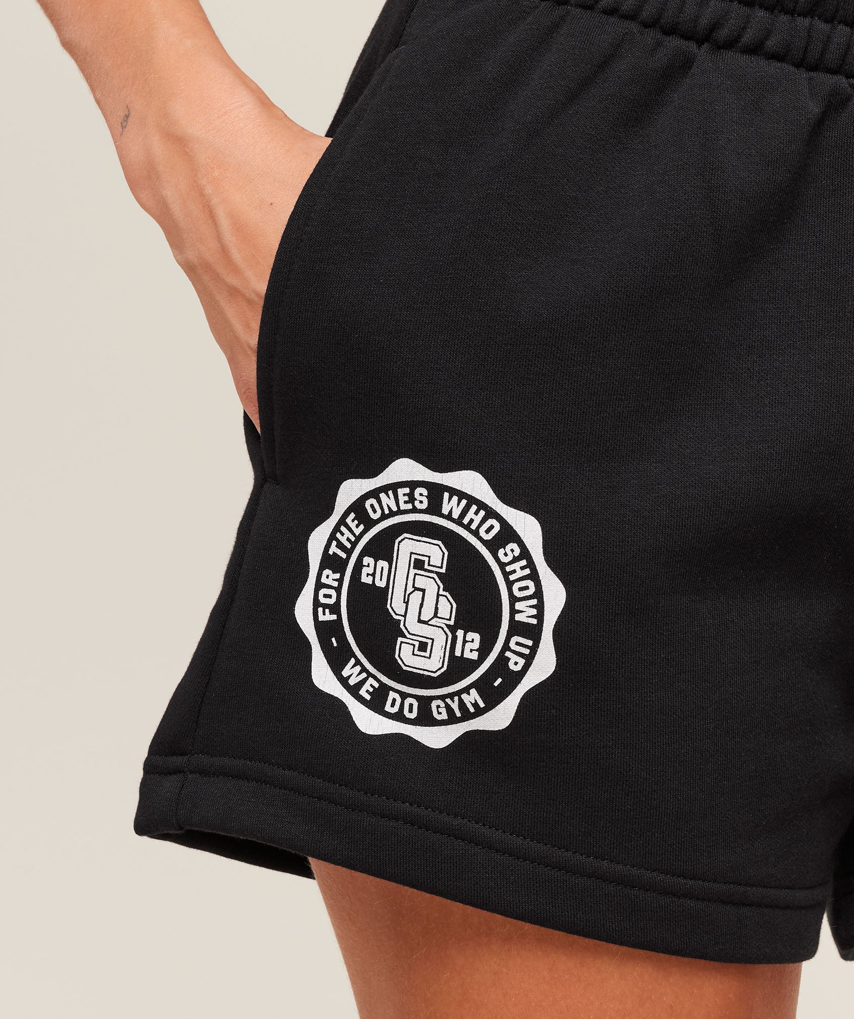 Gymshark Collegiate Graphic Fleece Shorts - Black - Image 5