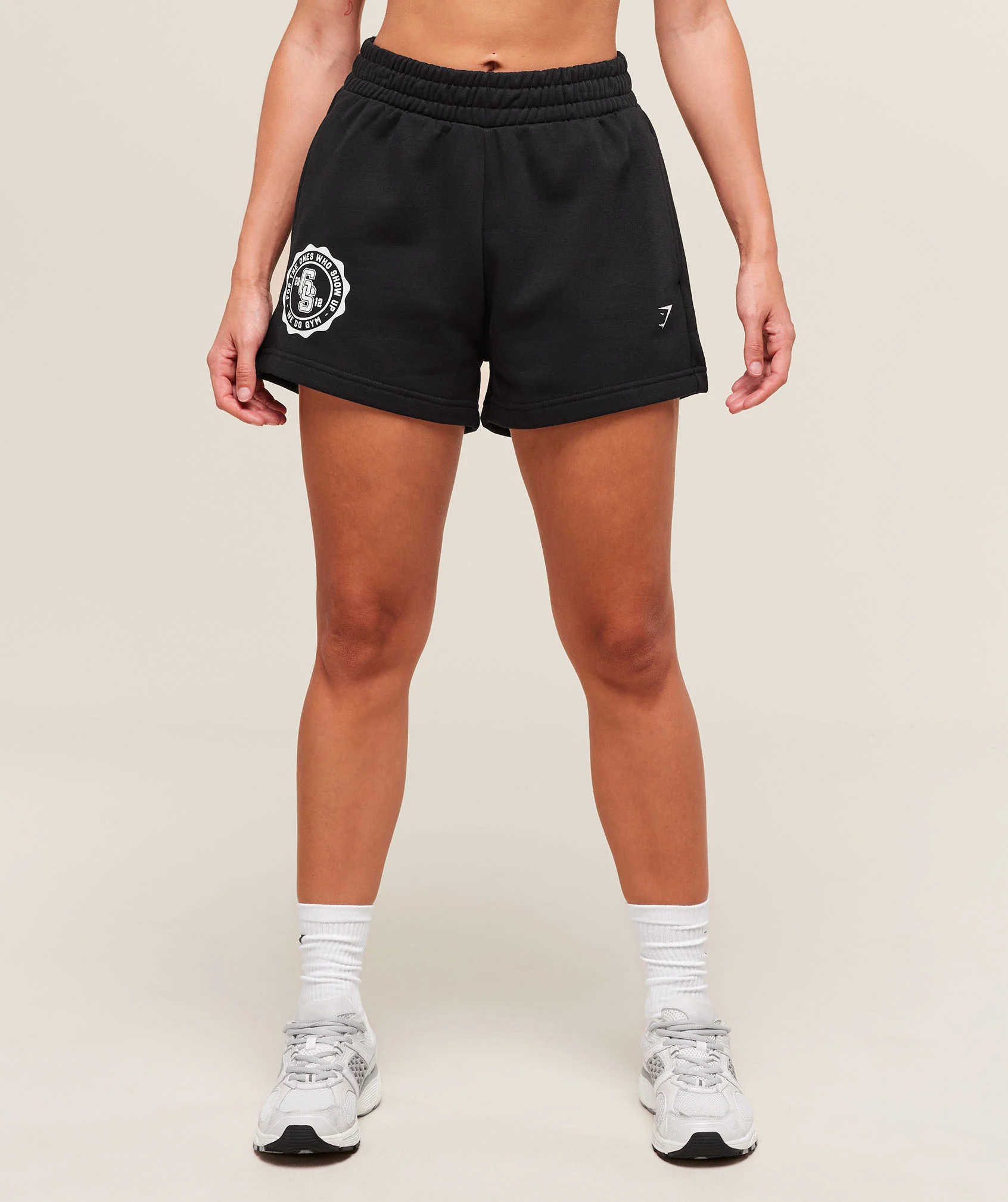 Gymshark Collegiate Graphic Fleece Shorts - Black - Image 6