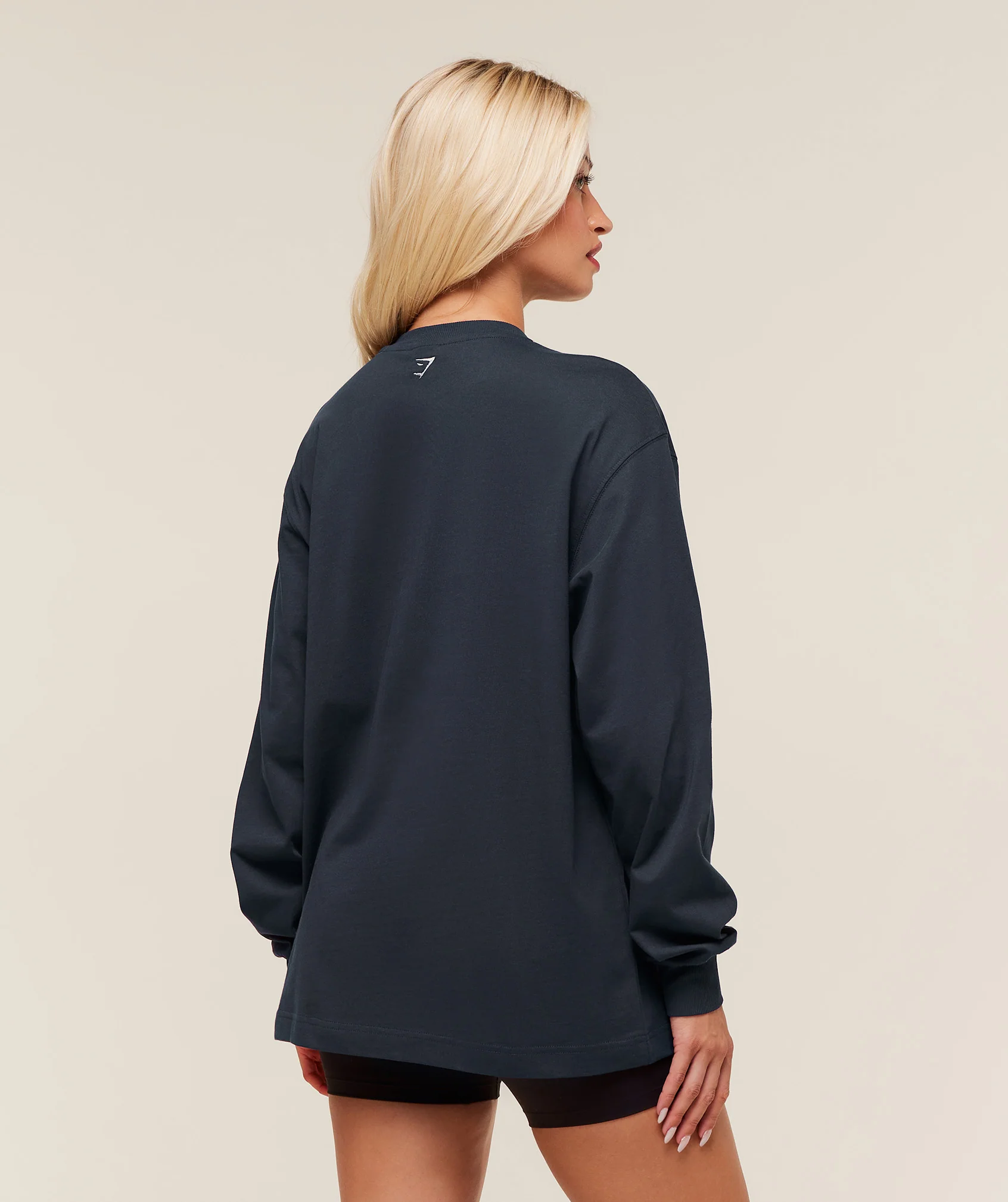 Gymshark Collegiate Graphic Long Sleeve T-Shirt - Heavy Blue - Image 2