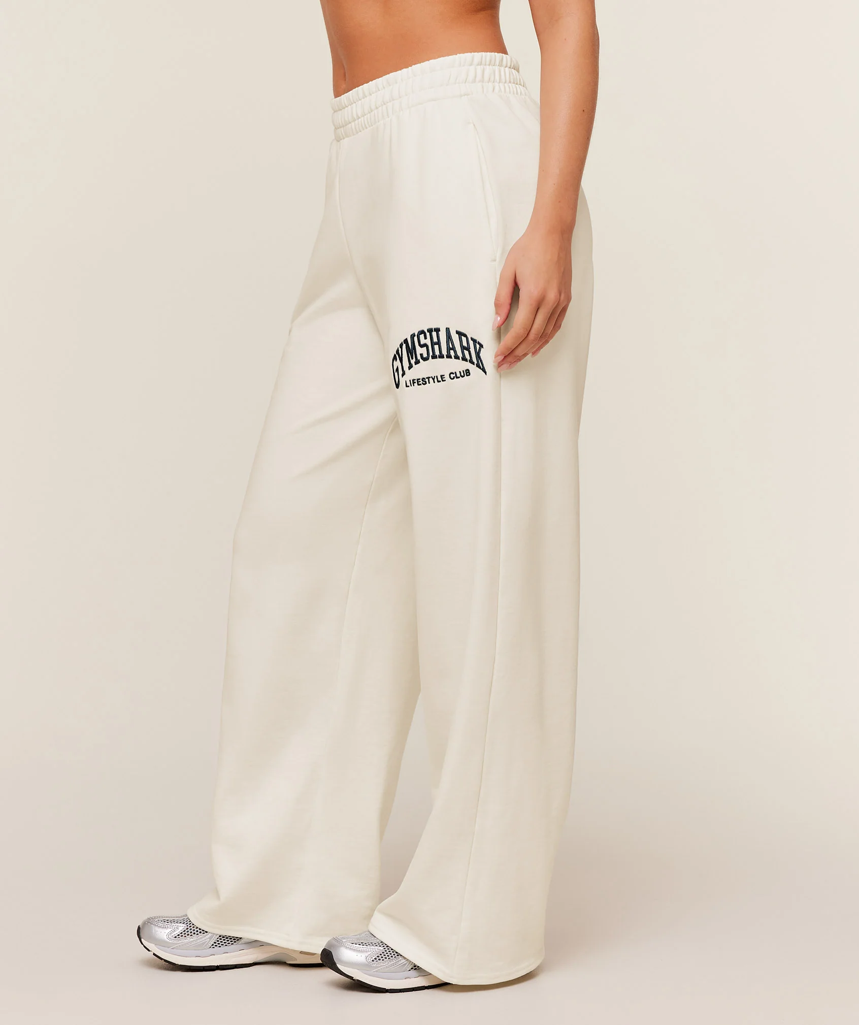 Gymshark Collegiate Graphic Straight Leg Joggers - GS Soft White - Image 3