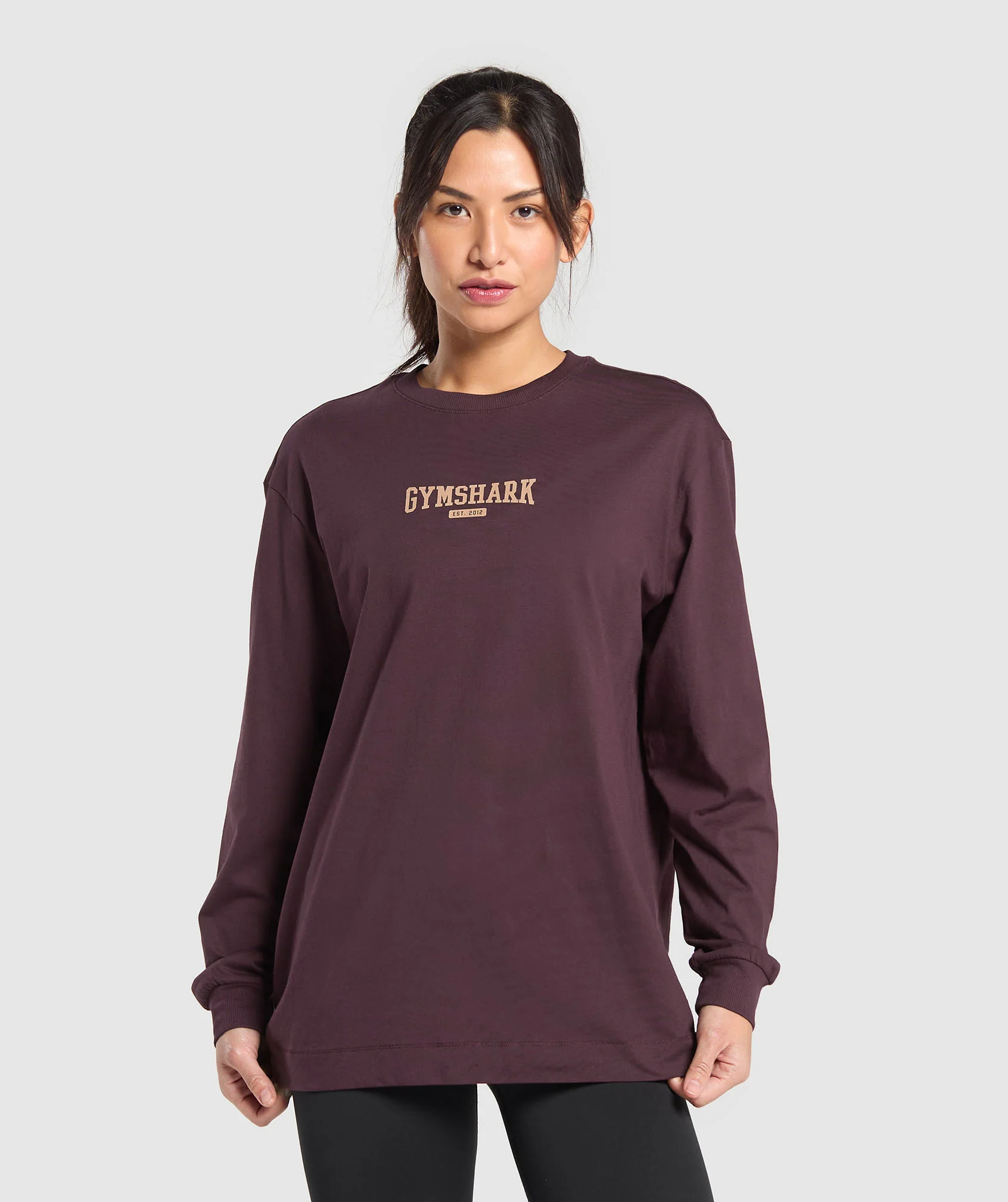Gymshark Collegiate Lifestyle Long Sleeve Top - Depth Purple
