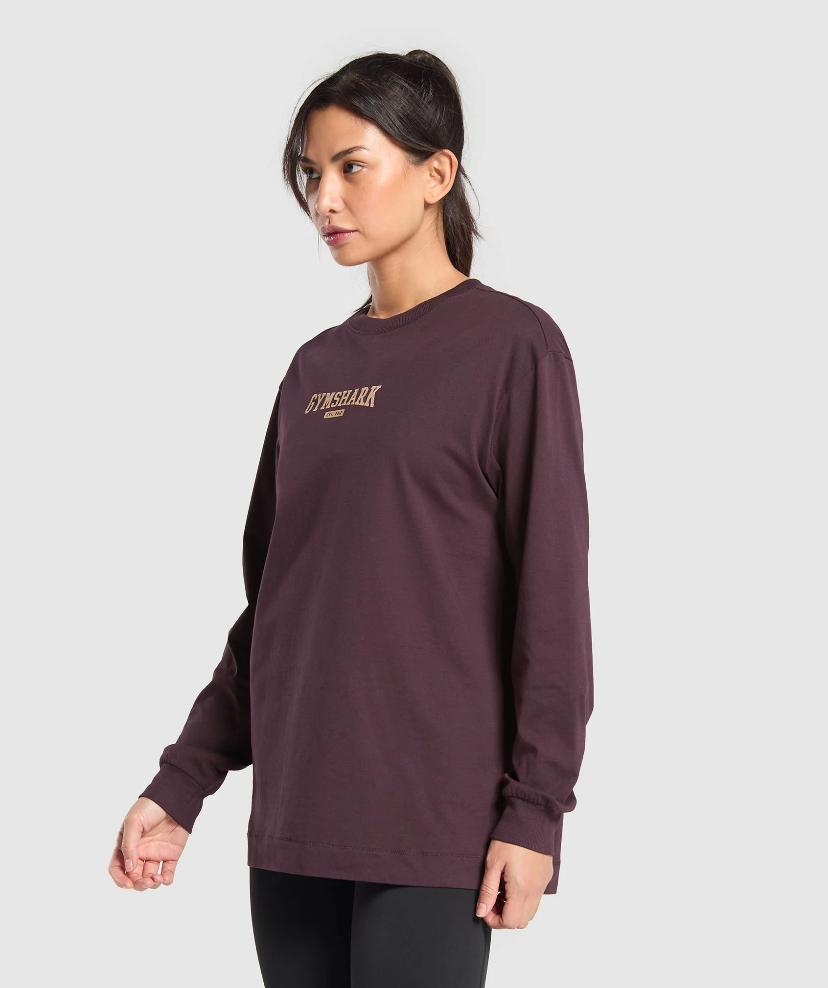 Gymshark Collegiate Lifestyle Long Sleeve Top - Depth Purple - Image 3
