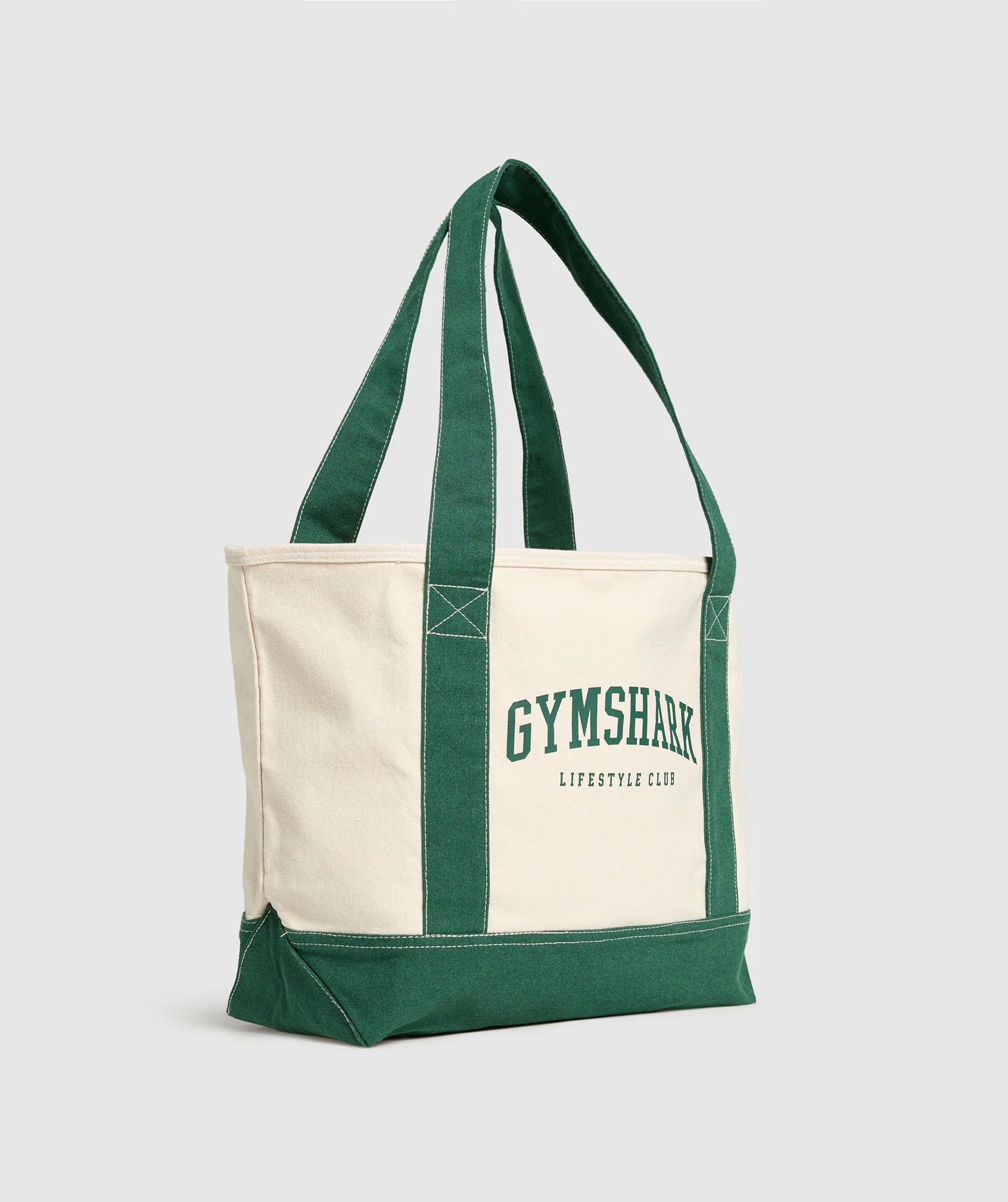 Gymshark Collegiate Oversized Tote - Oat White/Classic Green - Image 3