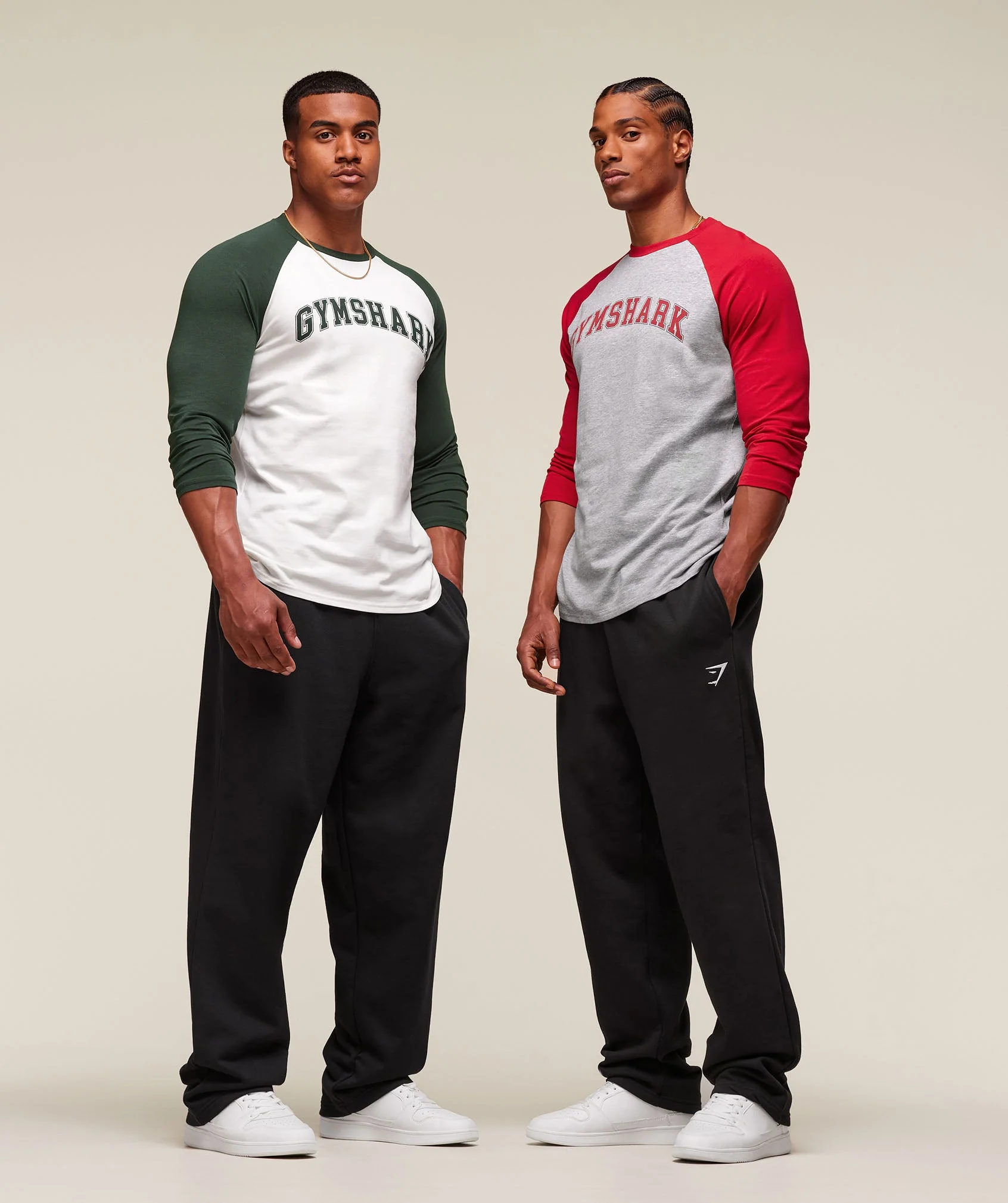 Gymshark GSLC Raglan 3/4 Sleeve T-Shirt - Light Grey Core Marl/Conditioning Red - Image 8