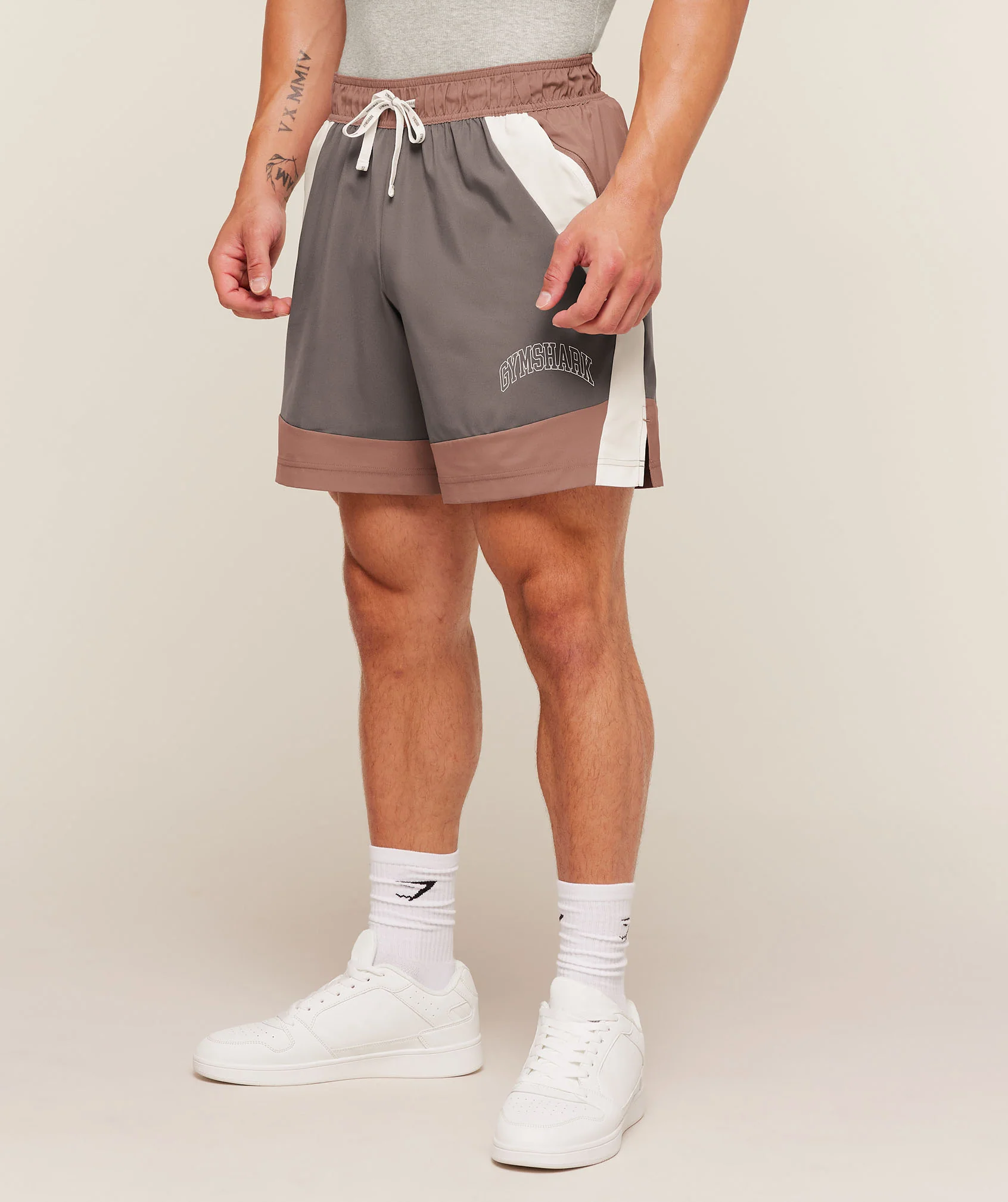 Gymshark Collegiate Tech Shorts - Taupe Brown - Image 4