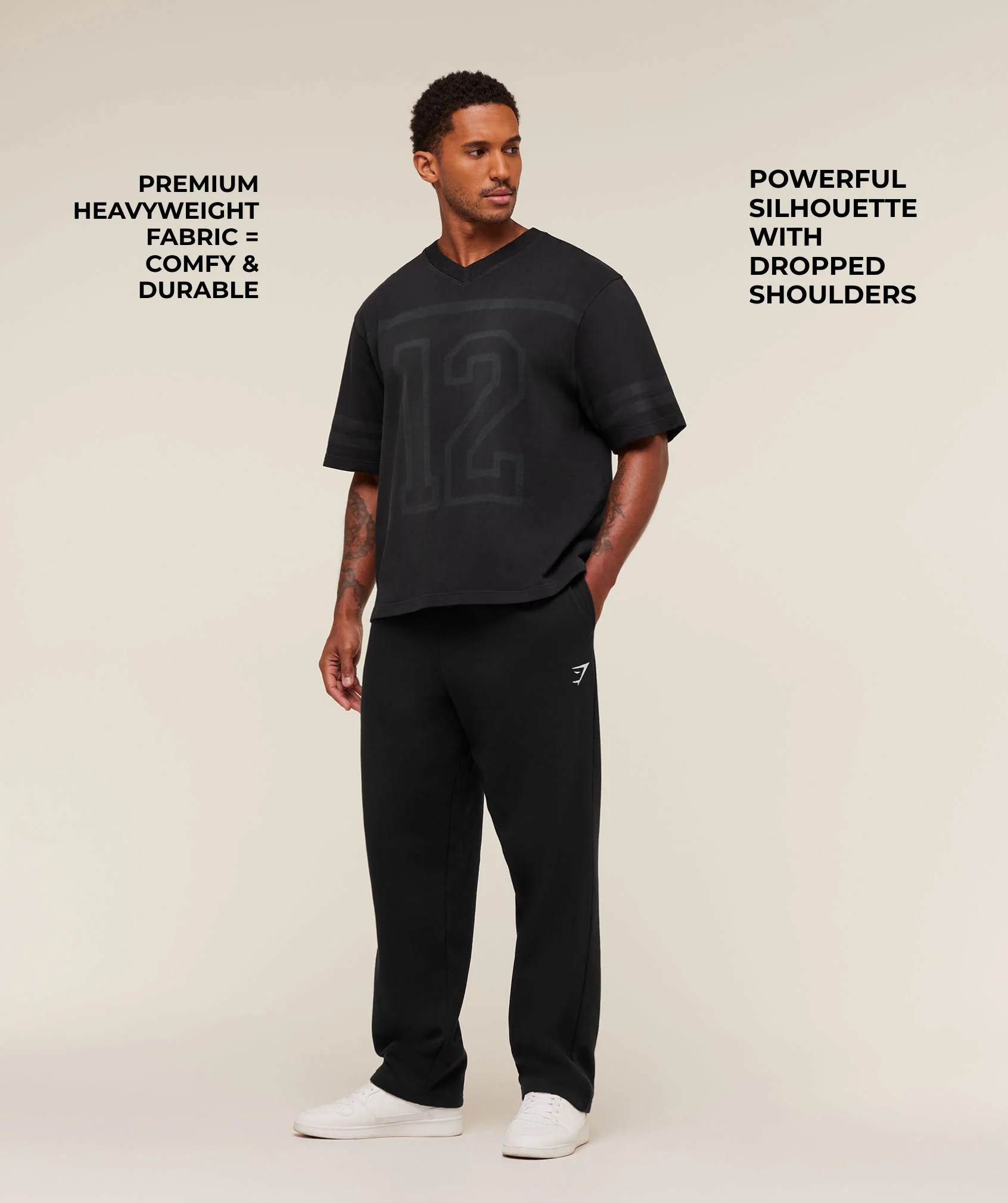 Gymshark Collegiate Washed Jersey T-Shirt - Black - Image 2