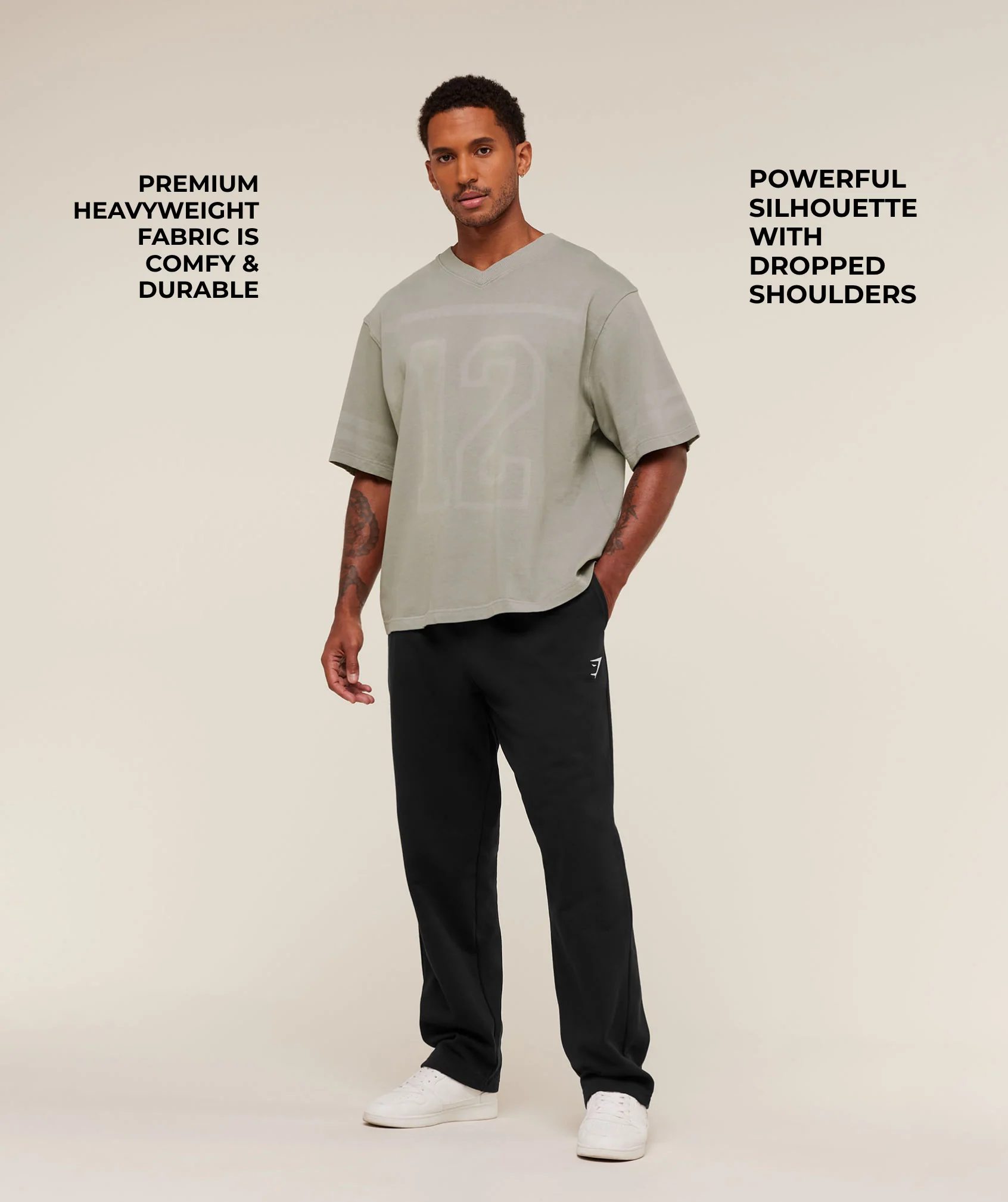 Gymshark Collegiate Washed Jersey T-Shirt - Smokey Grey - Image 2