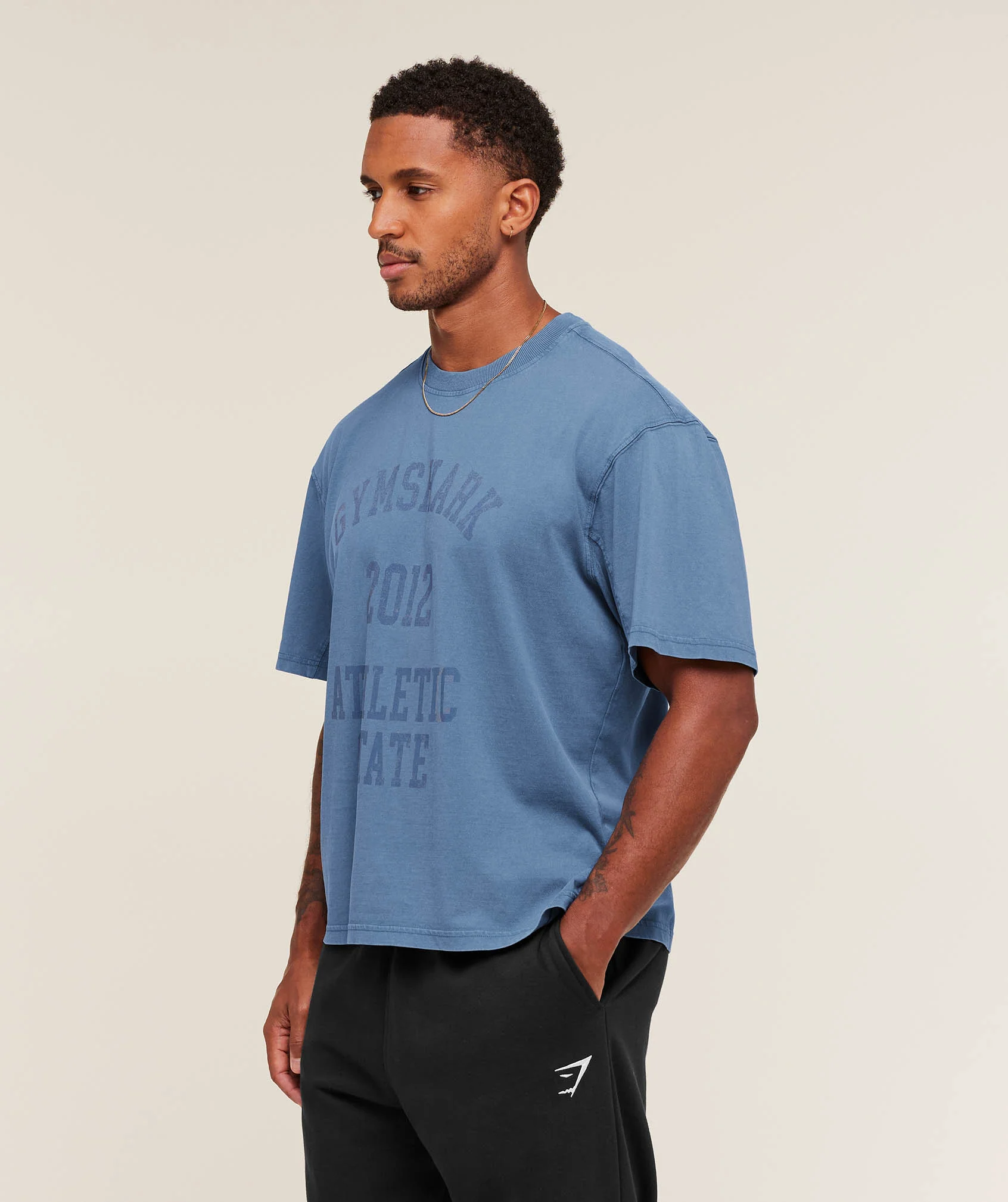 Gymshark Collegiate Washed T-Shirt - Compound Blue - Image 4