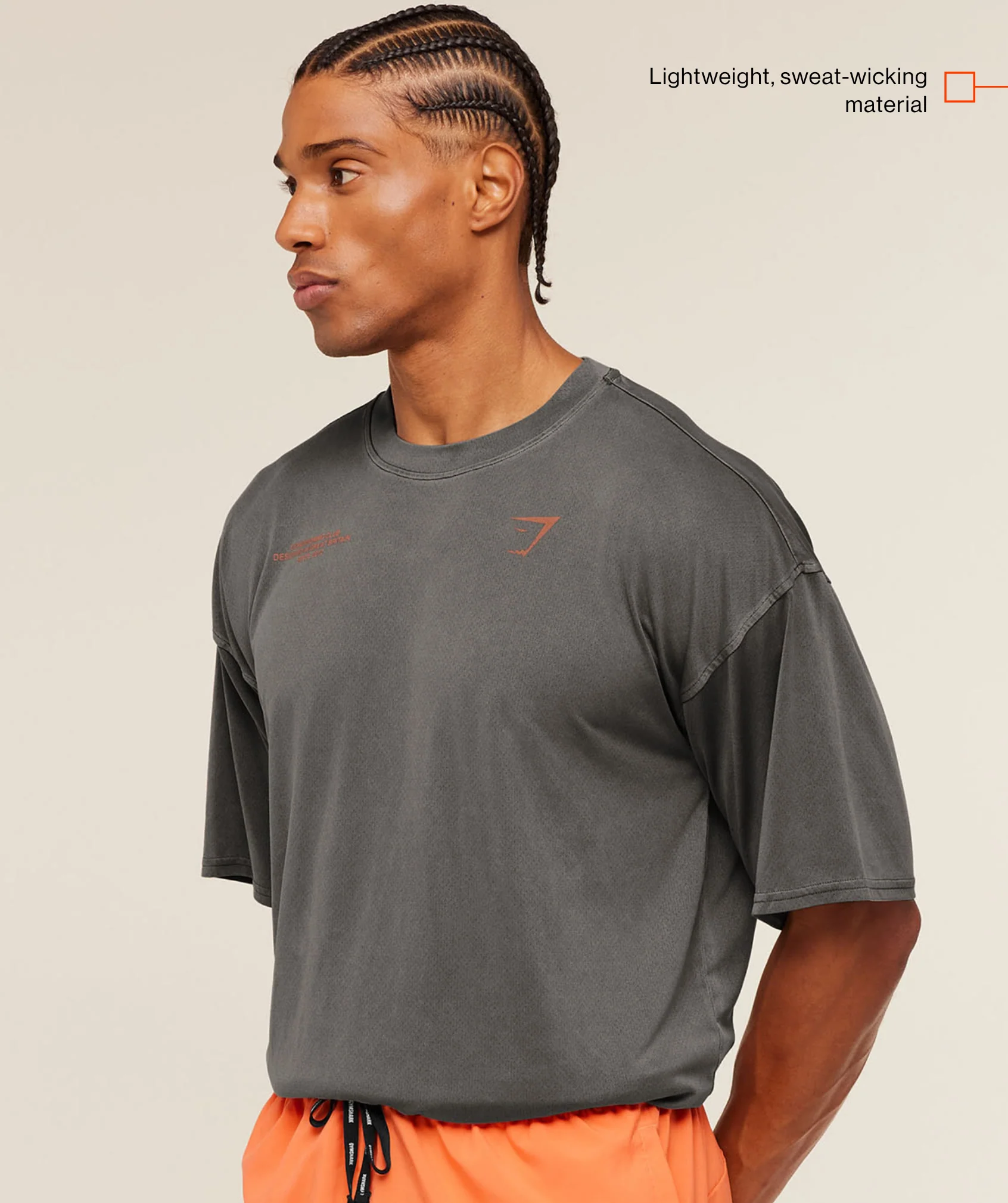 Gymshark Conditioning Club Washed T-Shirt - Black/Dayglow Peach/Wash - Image 2