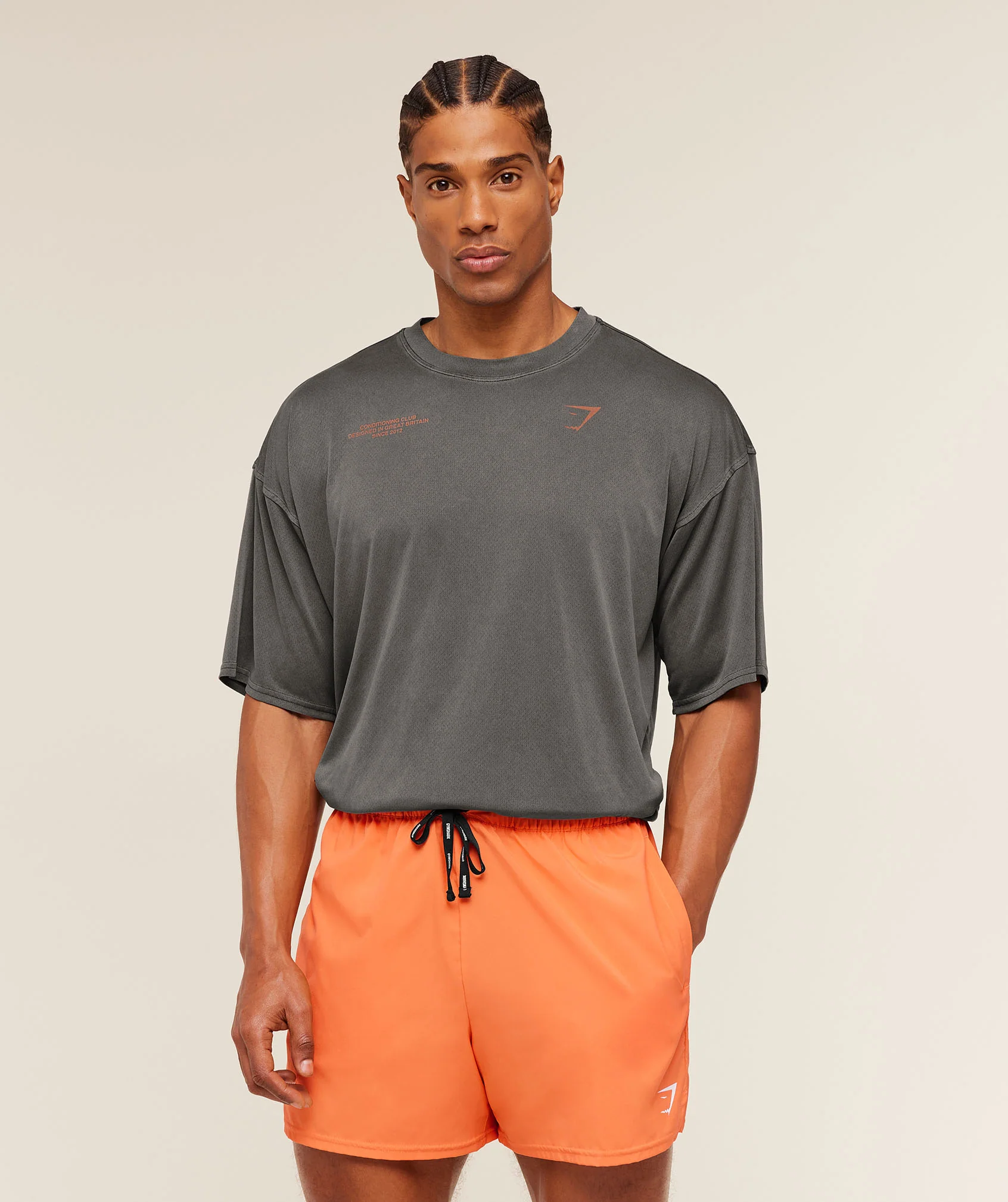 Gymshark Conditioning Club Washed T-Shirt - Black/Dayglow Peach/Wash - Image 3