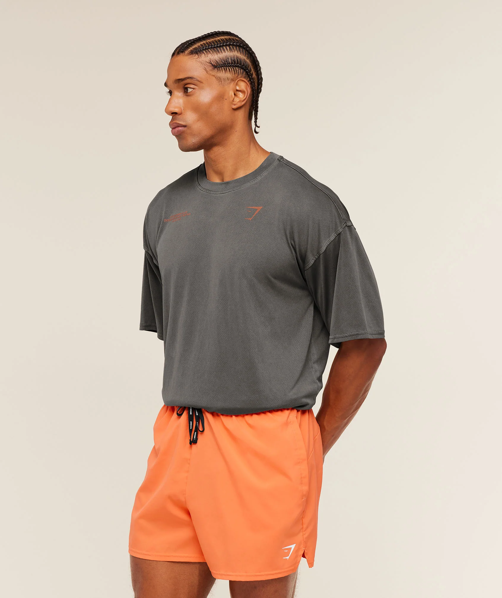 Gymshark Conditioning Club Washed T-Shirt - Black/Dayglow Peach/Wash - Image 4