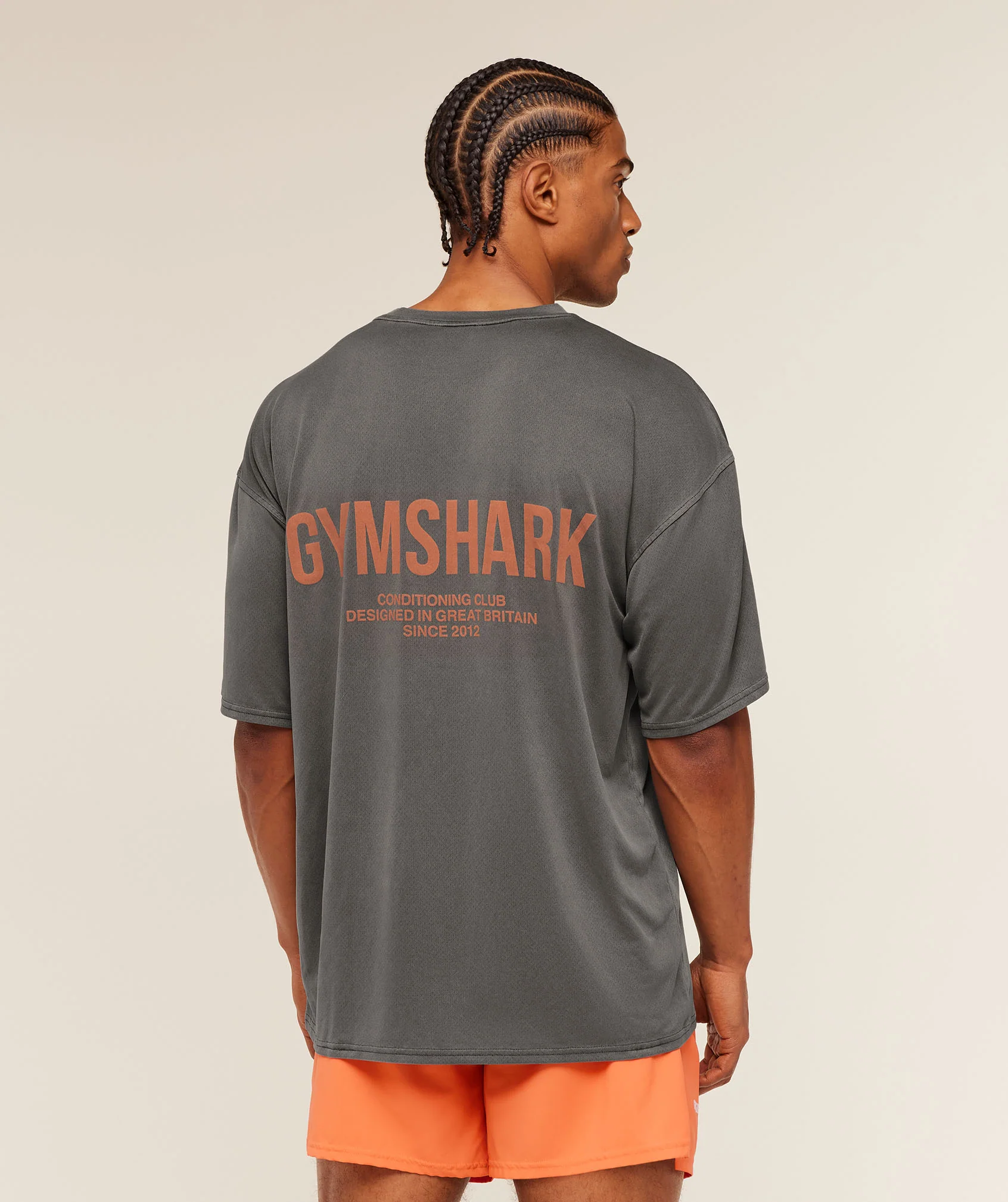 Gymshark Conditioning Club Washed T-Shirt - Black/Dayglow Peach/Wash - Image 6