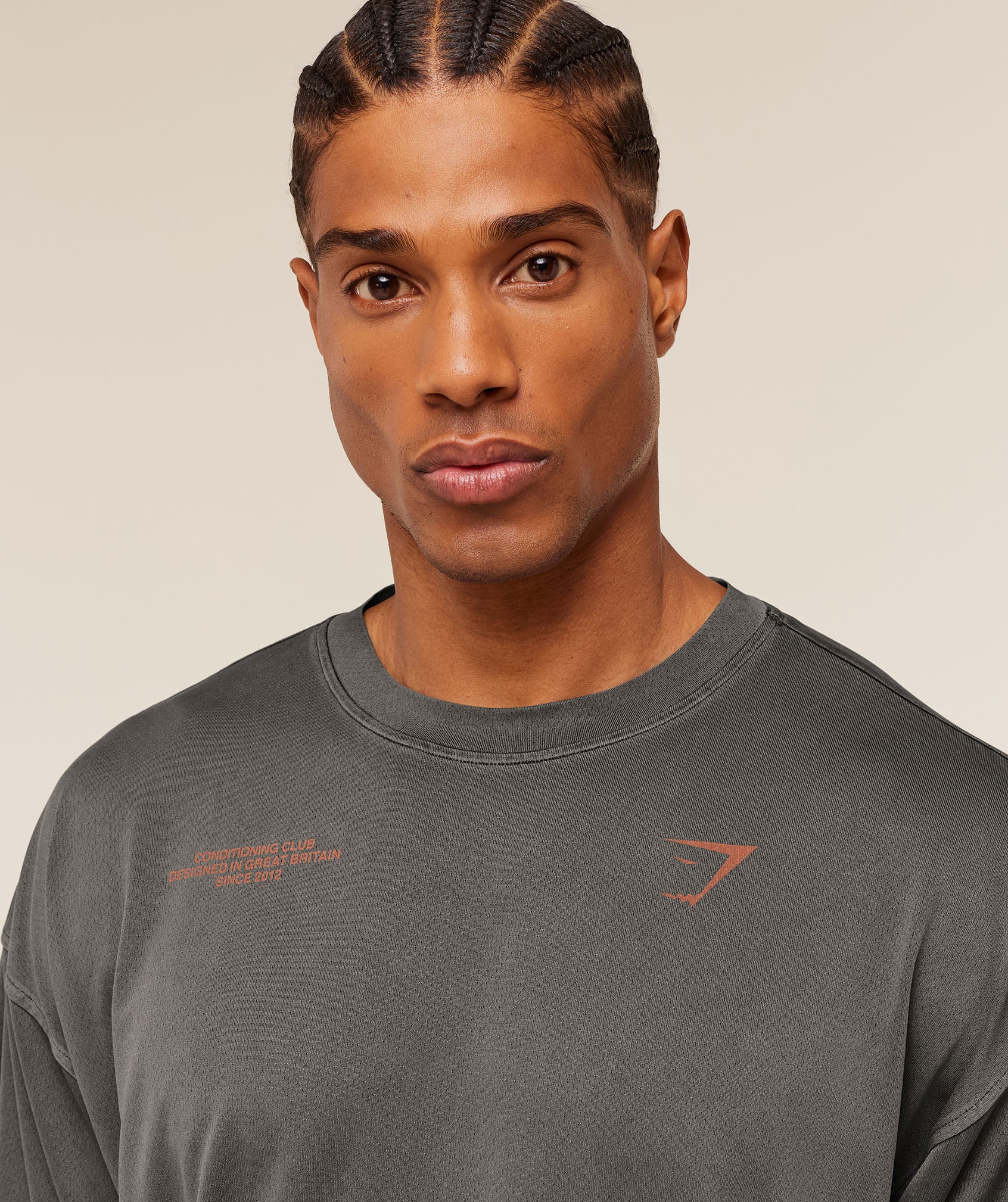 Gymshark Conditioning Club Washed T-Shirt - Black/Dayglow Peach/Wash - Image 8