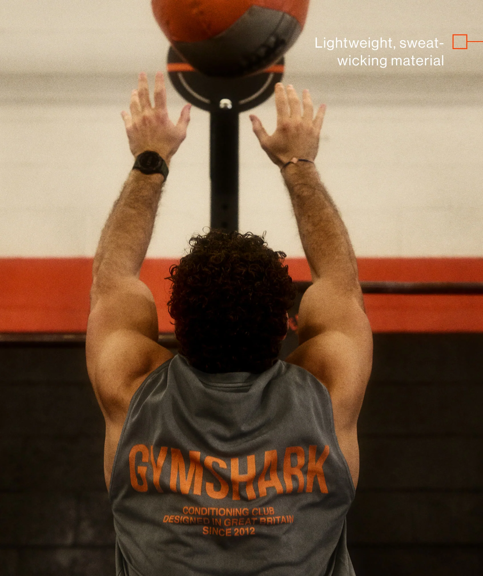Gymshark Conditioning Club Washed Tank - Black/Dayglow Peach/Wash - Image 2